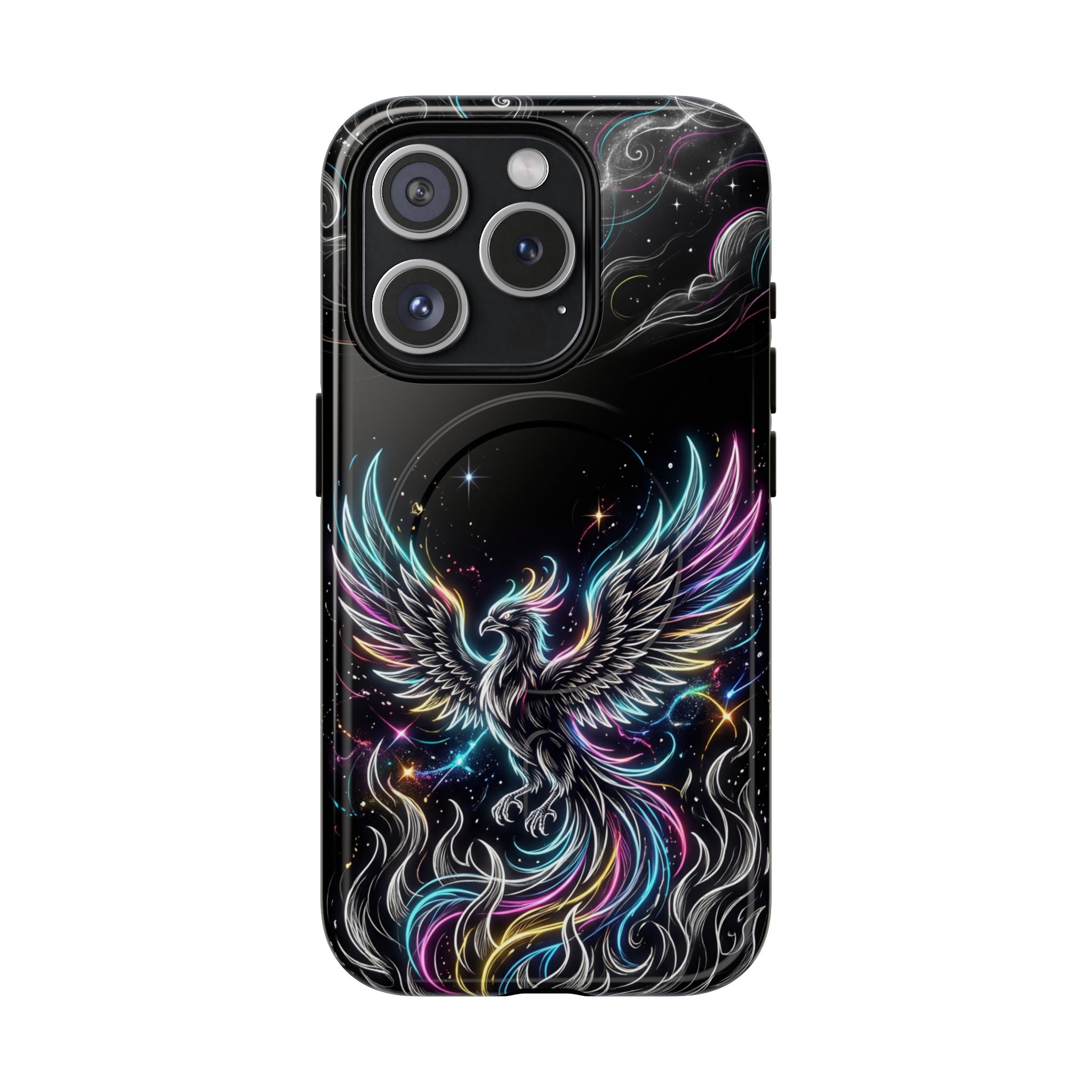 Colorful Neon Phoenix Tough MagSafe iPhone Case