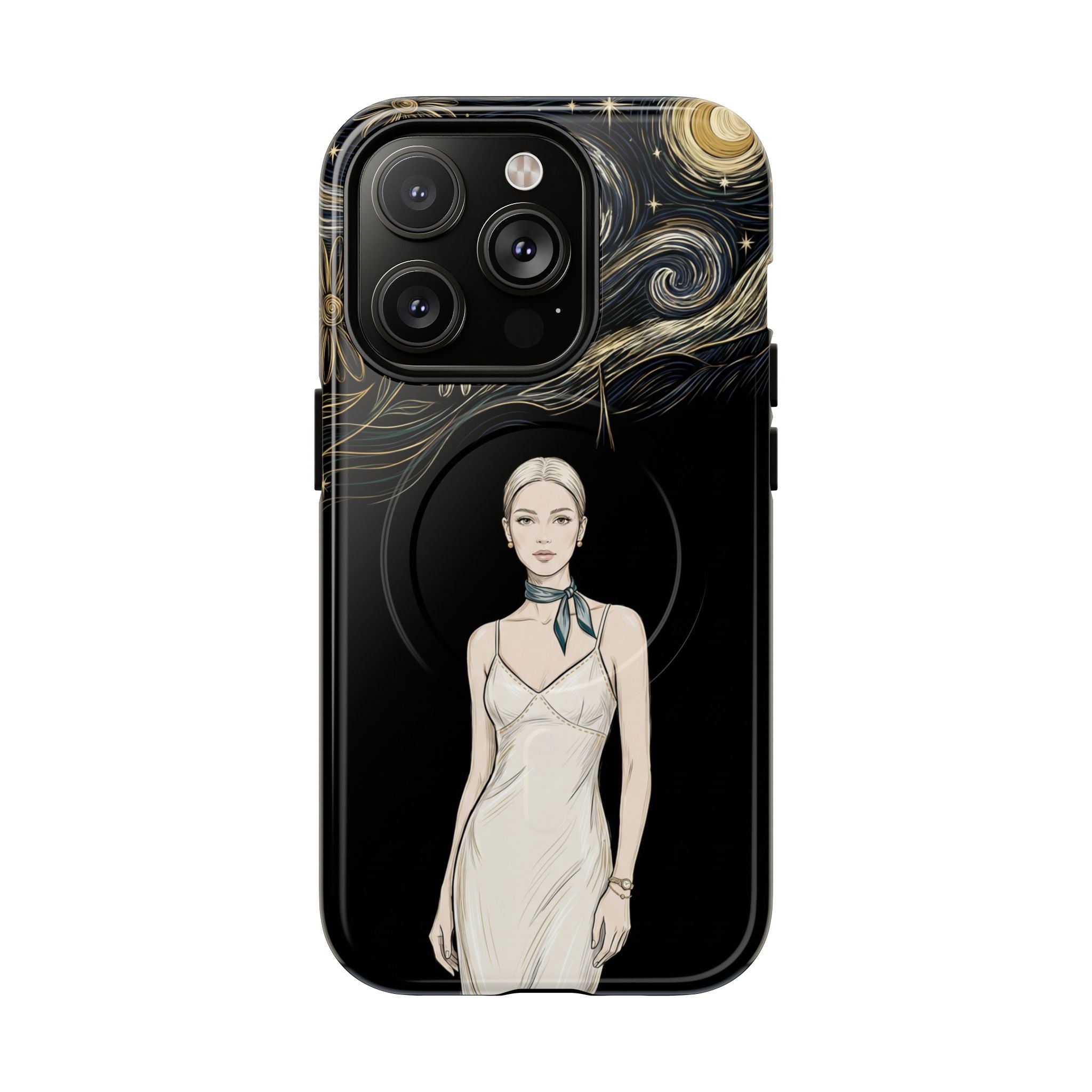Starry Night Fashion MagSafe iPhone Case | Elegant Woman Illustration