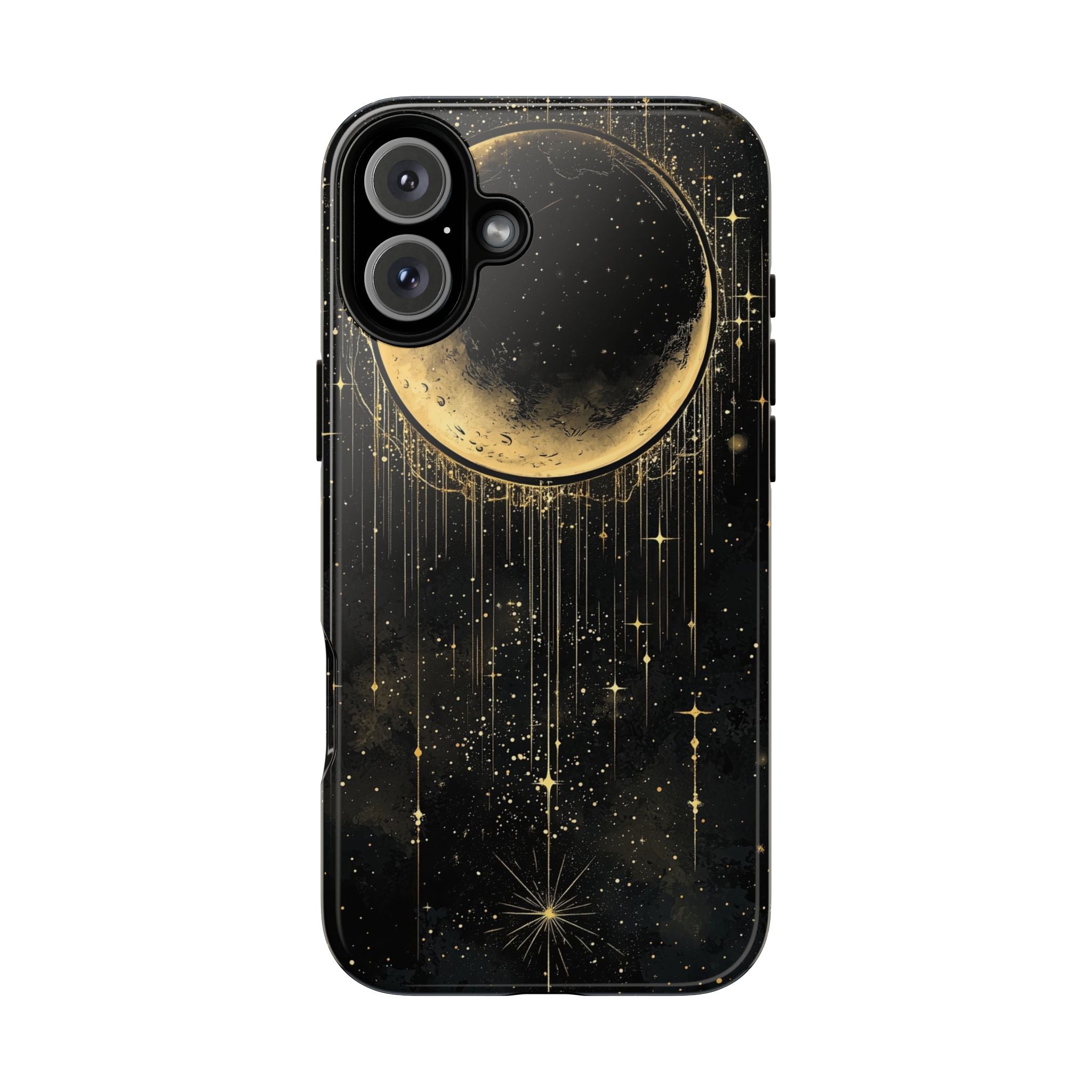 Moonlit Crescent Tough iPhone Case | Gold Stars Night Sky