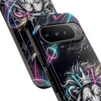Galaxy Lion Google Pixel Phone Case | Neon Crowned Lion Protective Case
