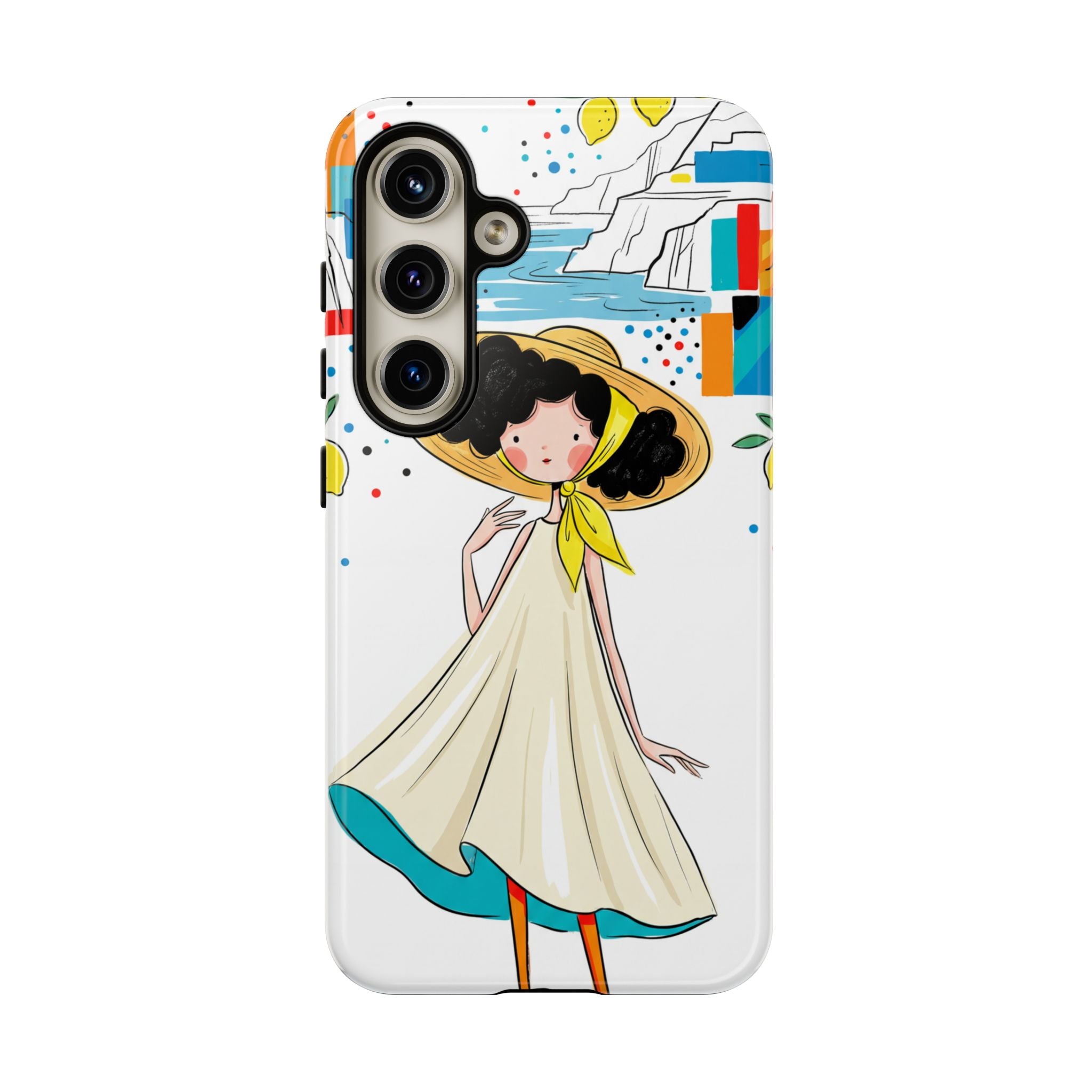 Cute Summer Girl Samsung Galaxy Phone Case | Whimsical Coastal Illustration Protective Case