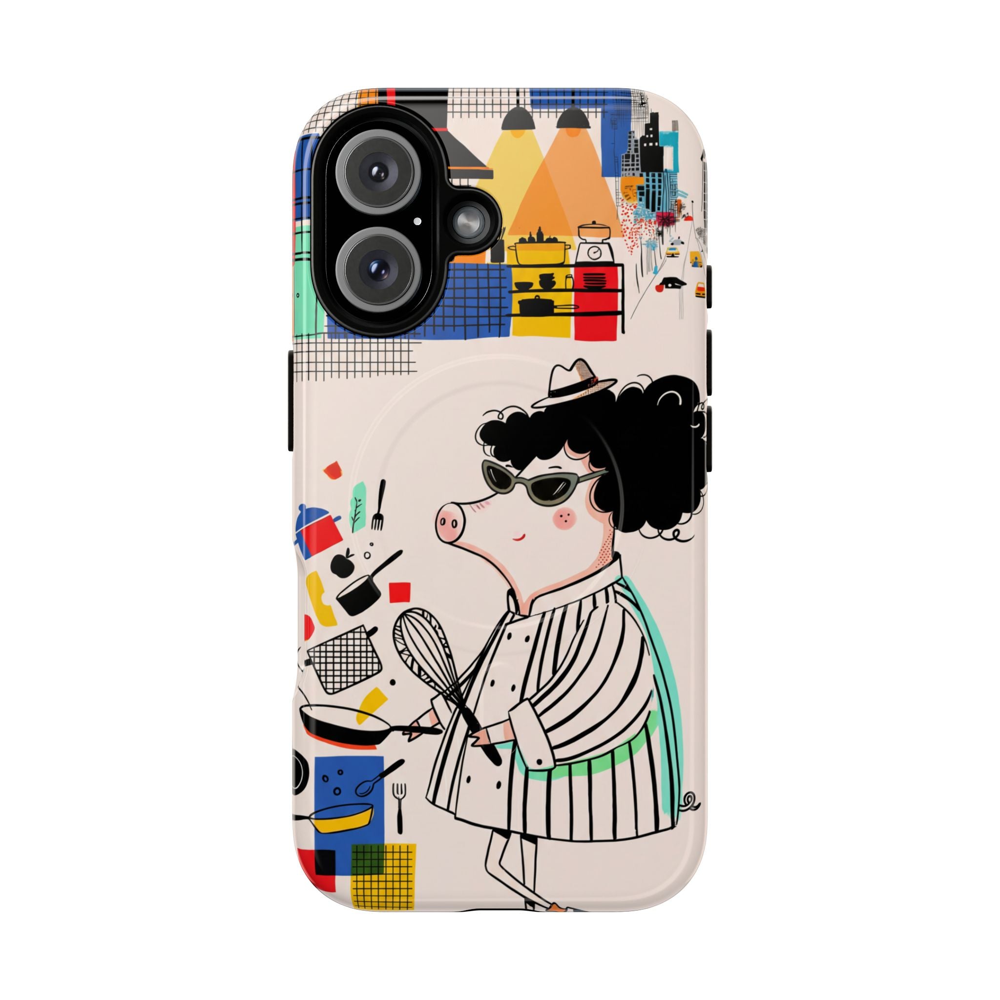 Cute Chef Pig MagSafe iPhone Case | Quirky Cartoon Kitchen Art Tough Case