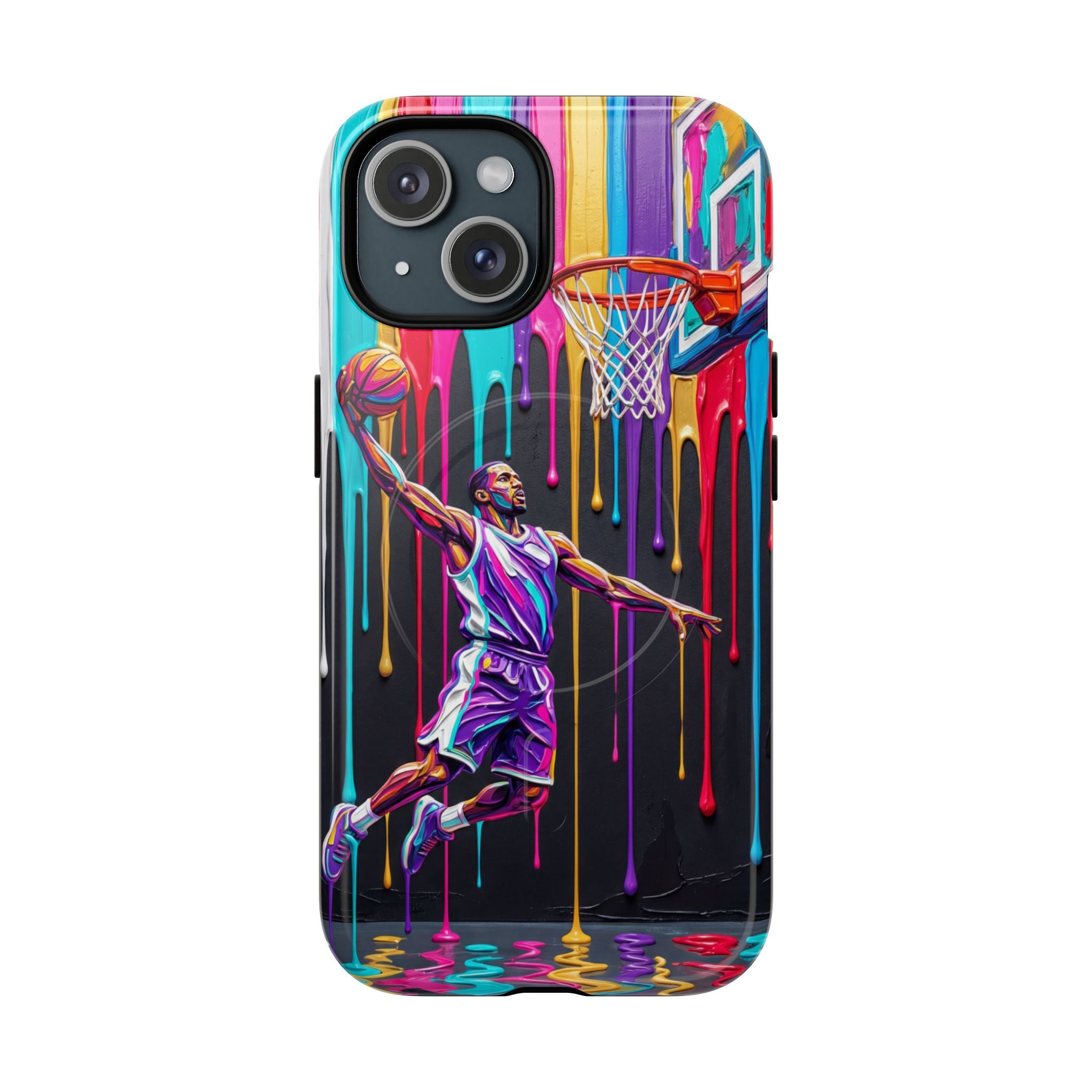 Color Splash Basketball MagSafe iPhone Case | Vibrant Drip Dunk Design
