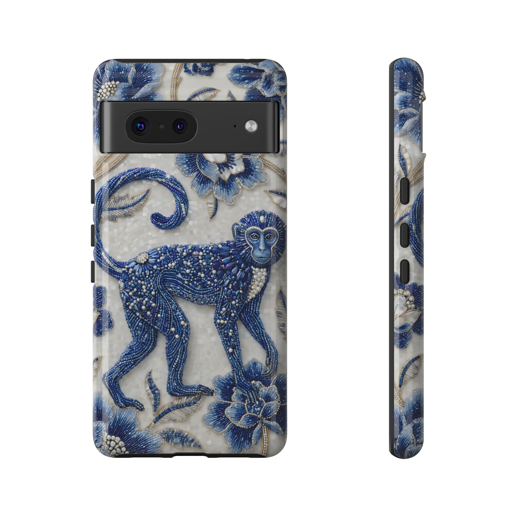 Asian Zodiac Monkey Google Pixel Phone Case | Blue & White Porcelain Art Protective Case | Year of the Monkey Gift