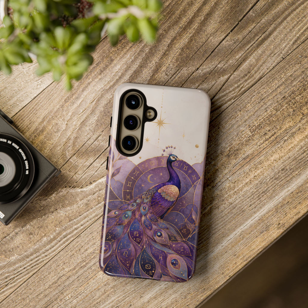 Purple Peacock Samsung Galaxy Phone Case | Celestial Peacock Phone Case