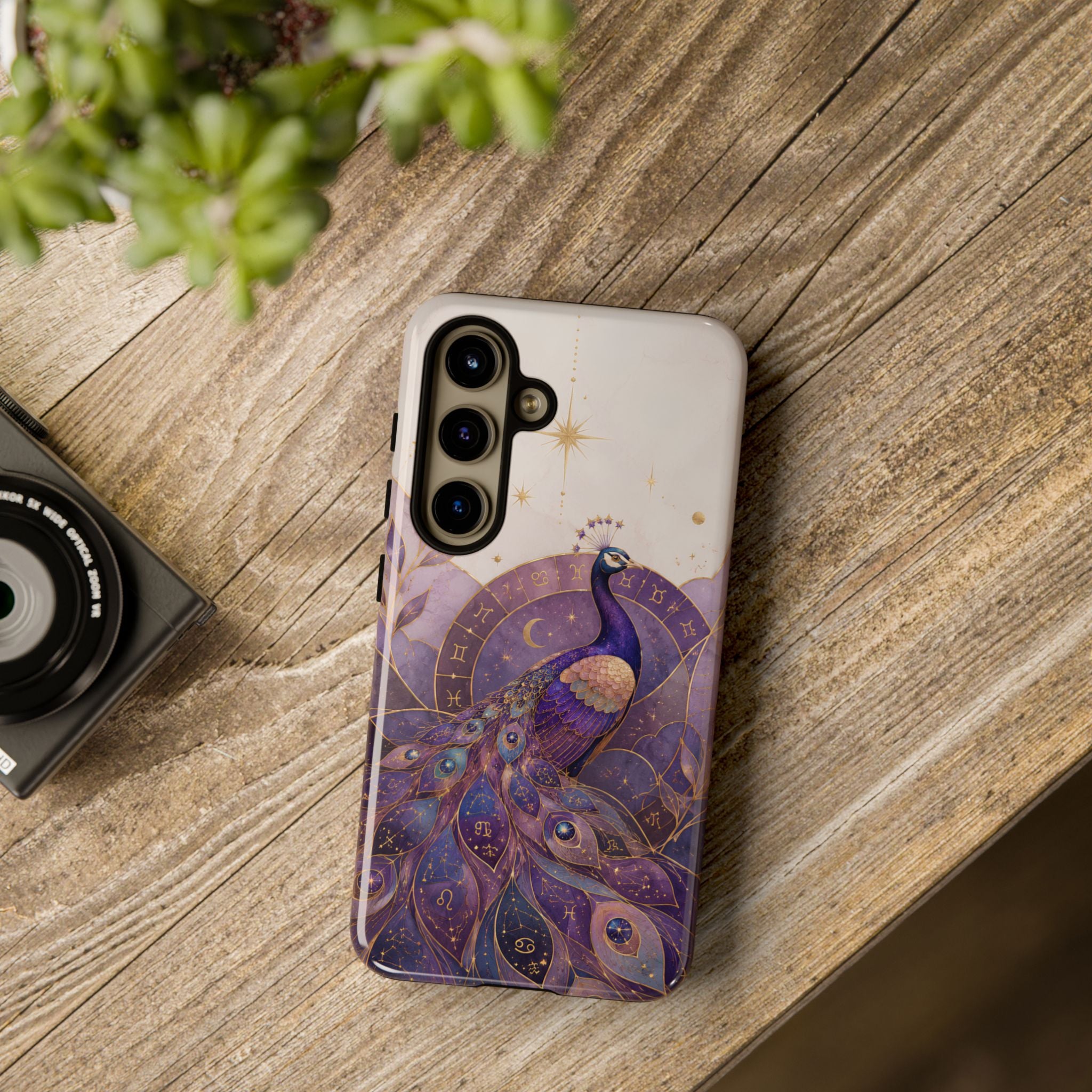 Purple Peacock Samsung Galaxy Phone Case | Celestial Peacock Phone Case