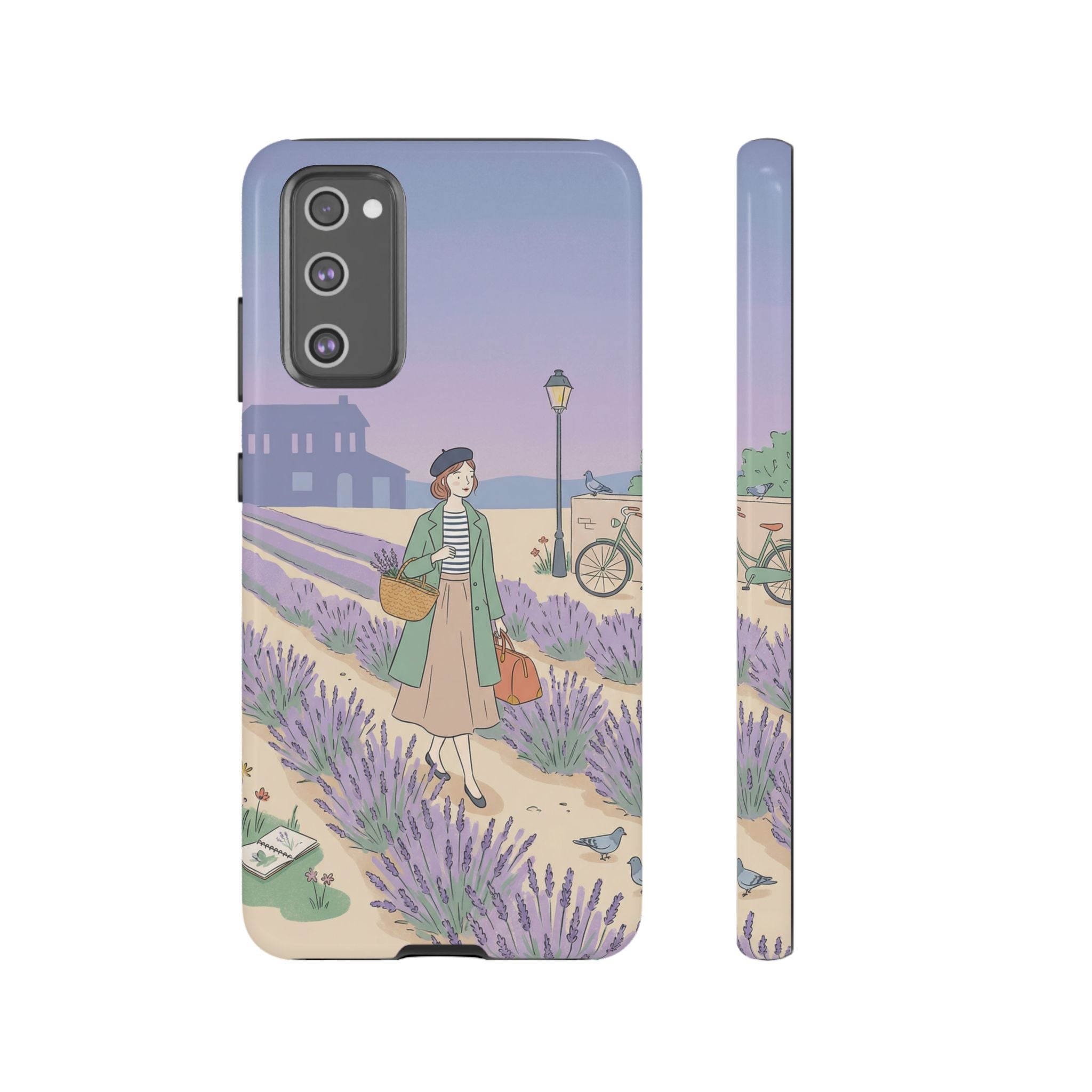 Lavender Field Samsung Galaxy Phone Case | Vintage Travel Illustration Protective Case