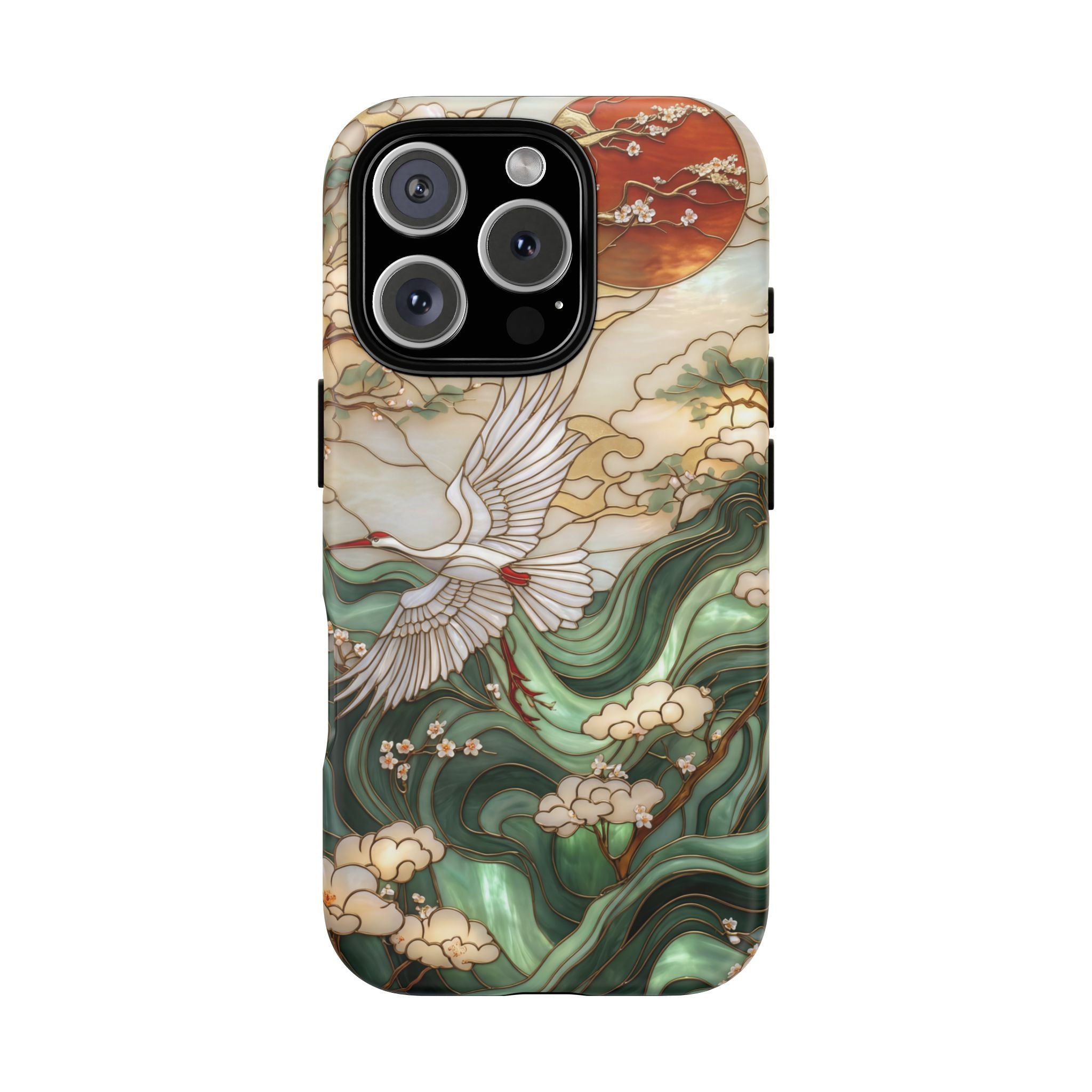 Cranes & Waves Protective iPhone Case | Japanese-Inspired Art Phone Cover