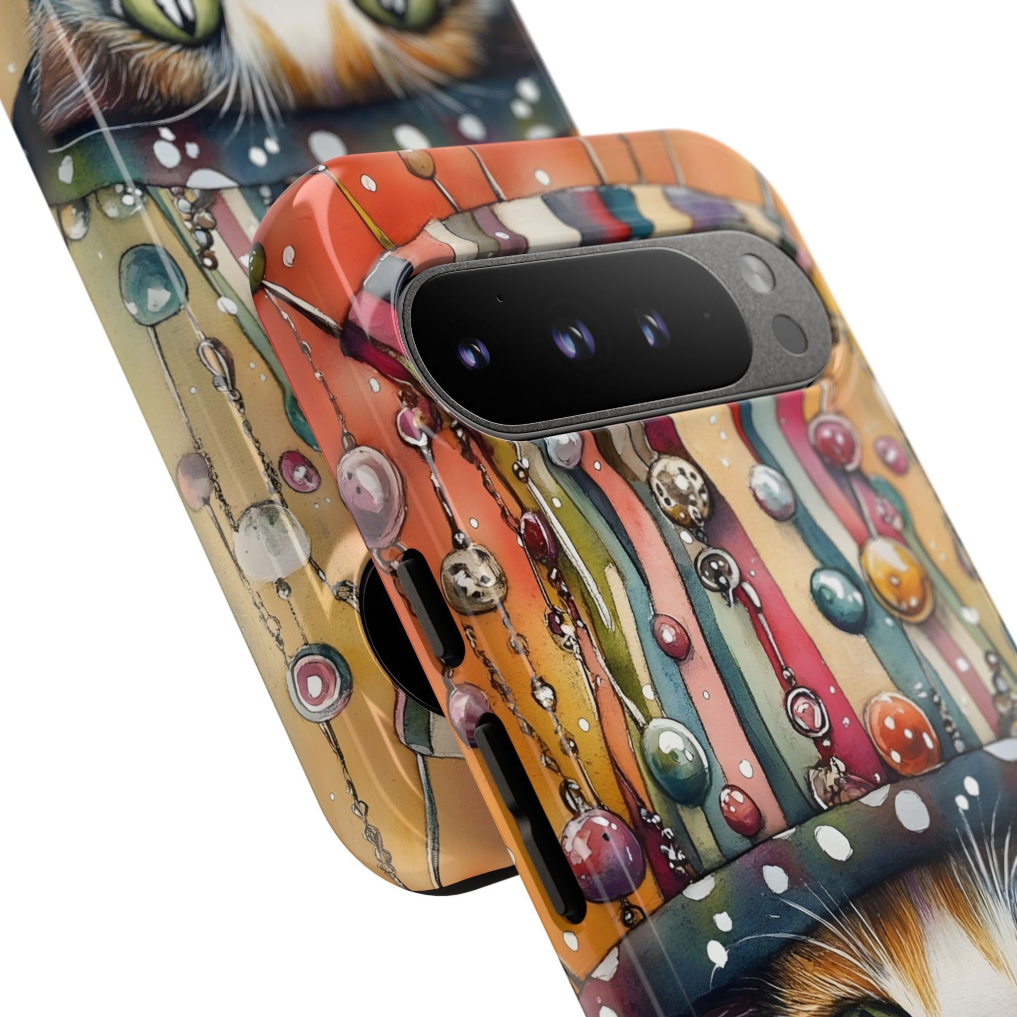 Cat in Colorful Top Hat Google Pixel Case — Whimsical Cat Art iPhone Case