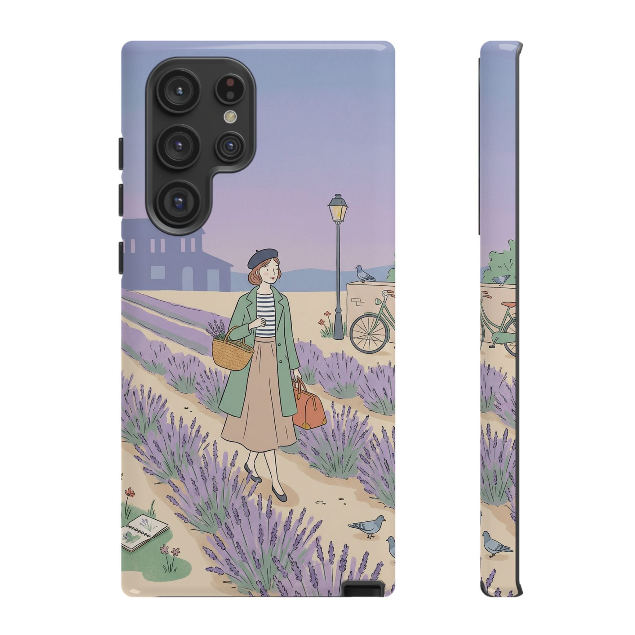 Lavender Field Samsung Galaxy Phone Case | Vintage Travel Illustration Protective Case