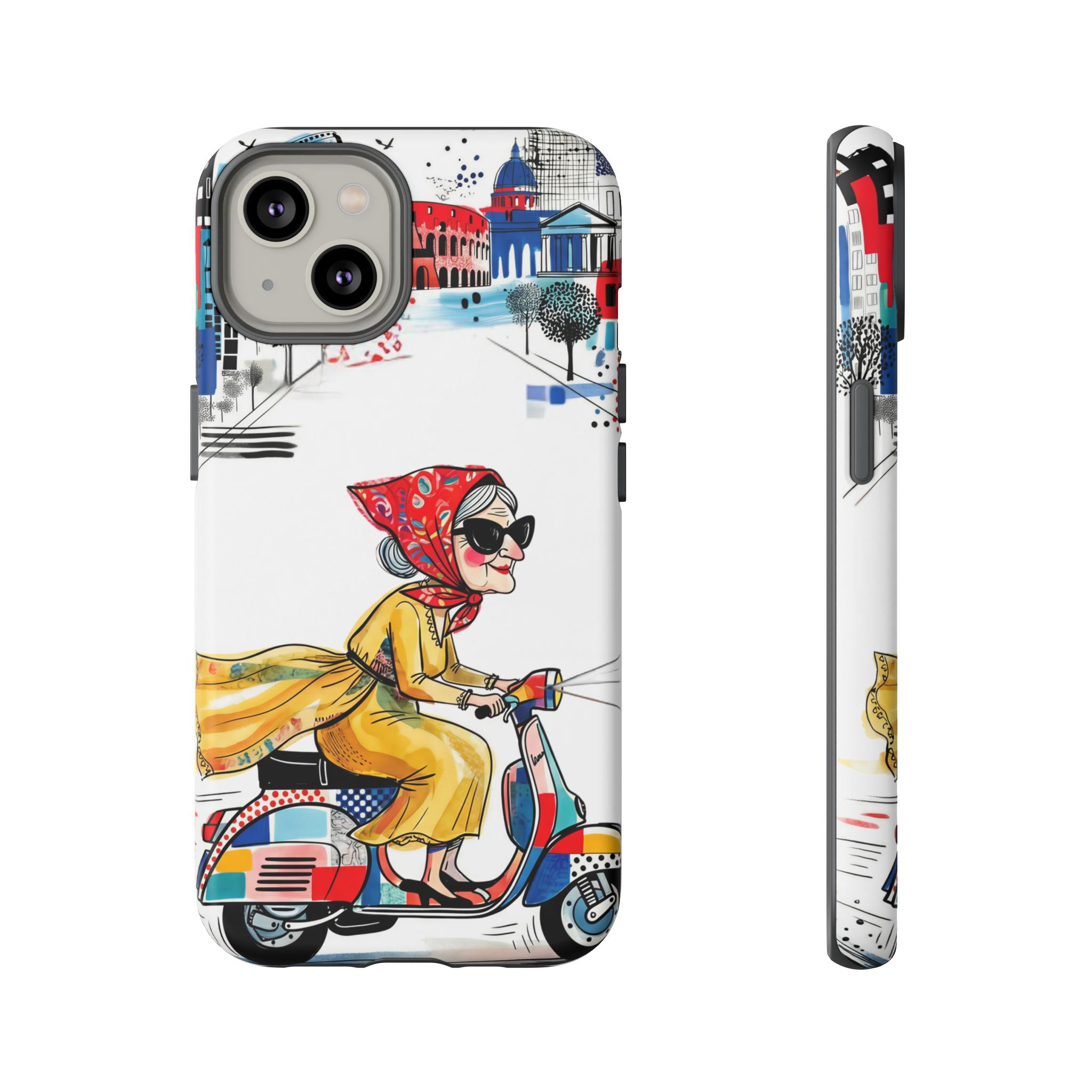 Vintage Vespa Granny iPhone Case | Retro Scooter Travel iPhone Cover