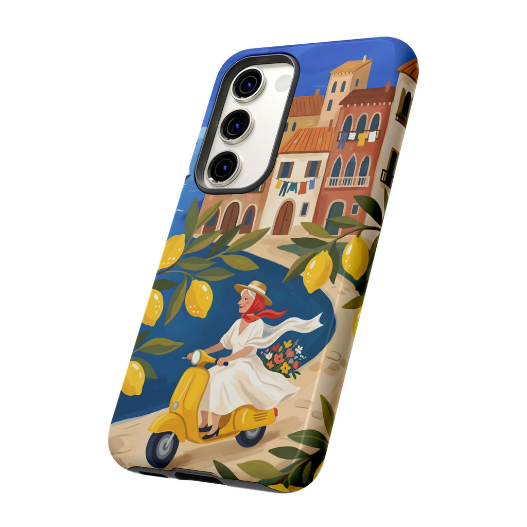 Lemon Coast Scooter Samsung Galaxy Phone Case | Mediterranean Vespa Travel Designn