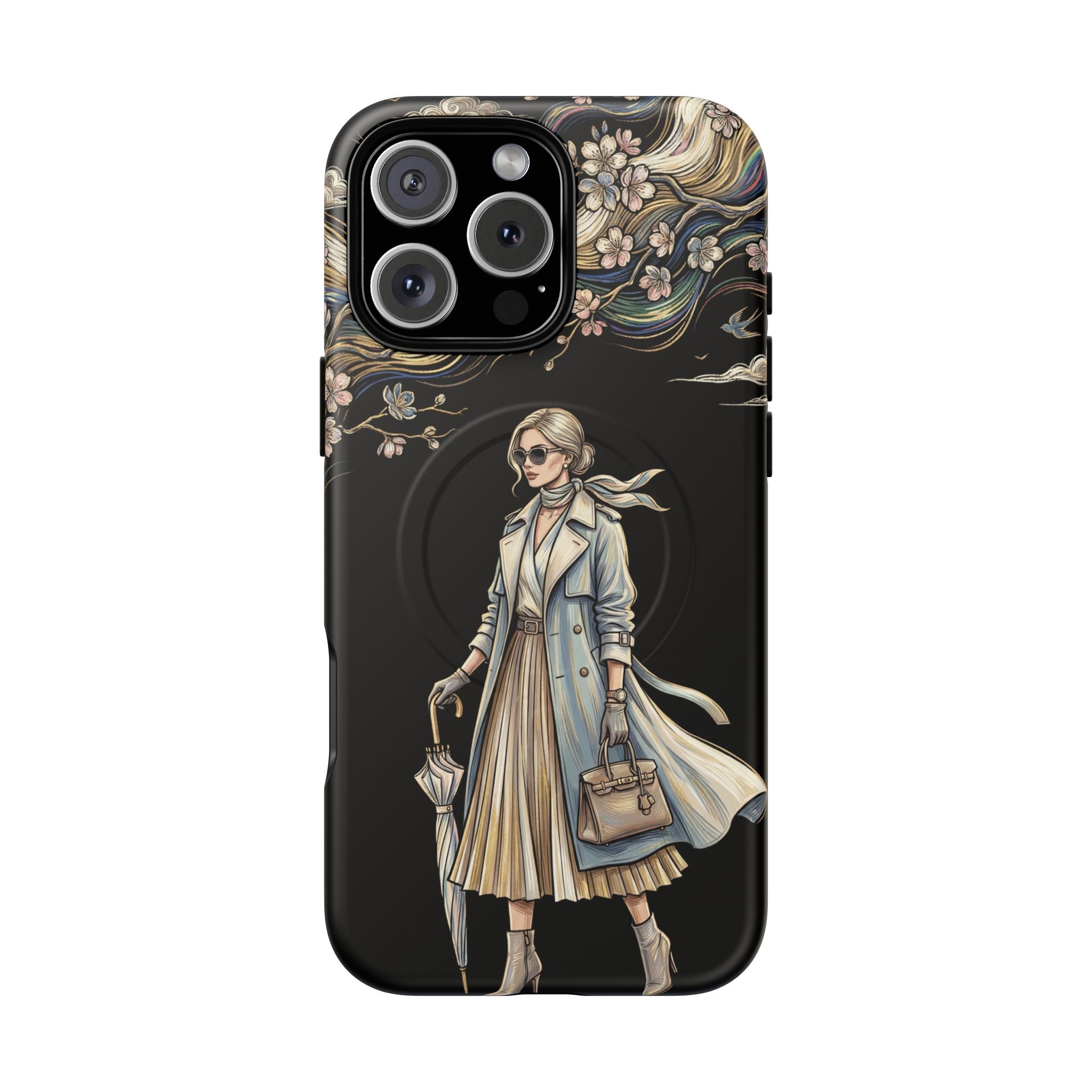 Vintage Chic MagSafe iPhone Case | Stylish Woman Illustration