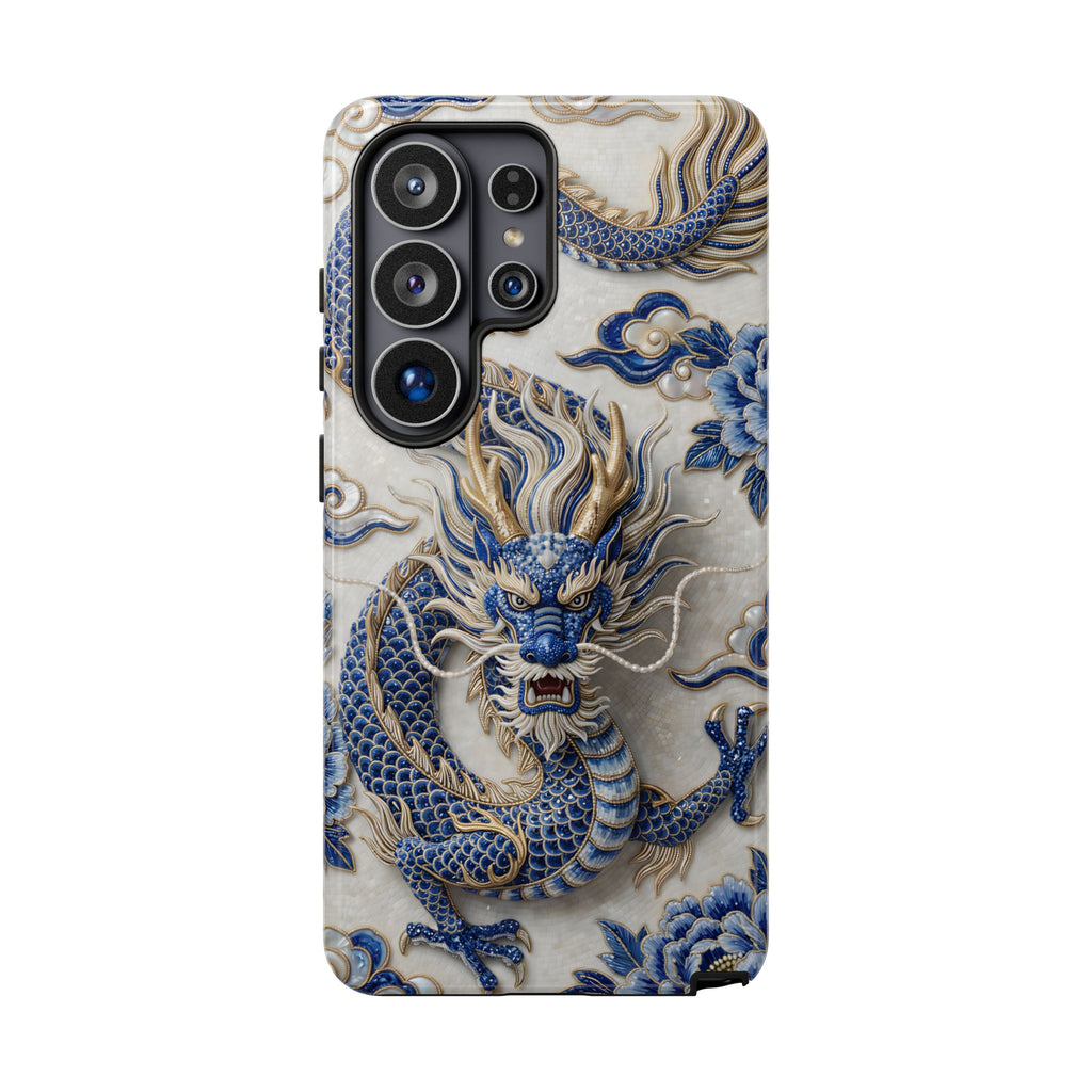 Asian Zodiac Dragon Samsung Galaxy Phone Case | Blue & White Porcelain Luxury Protective Case | Year of the Dragon Gift