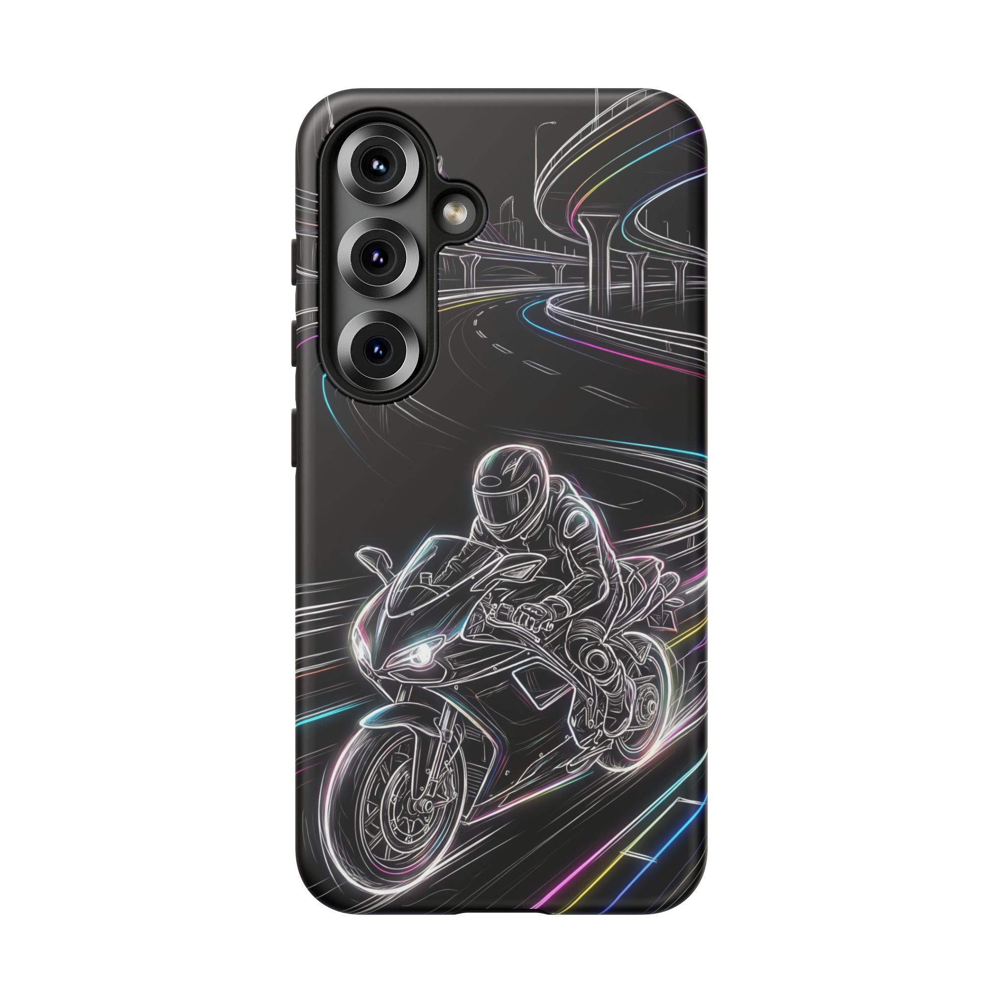 Neon Night Rider Samsung Galaxy Phone Case | Motorcycle Racing Protective Cover