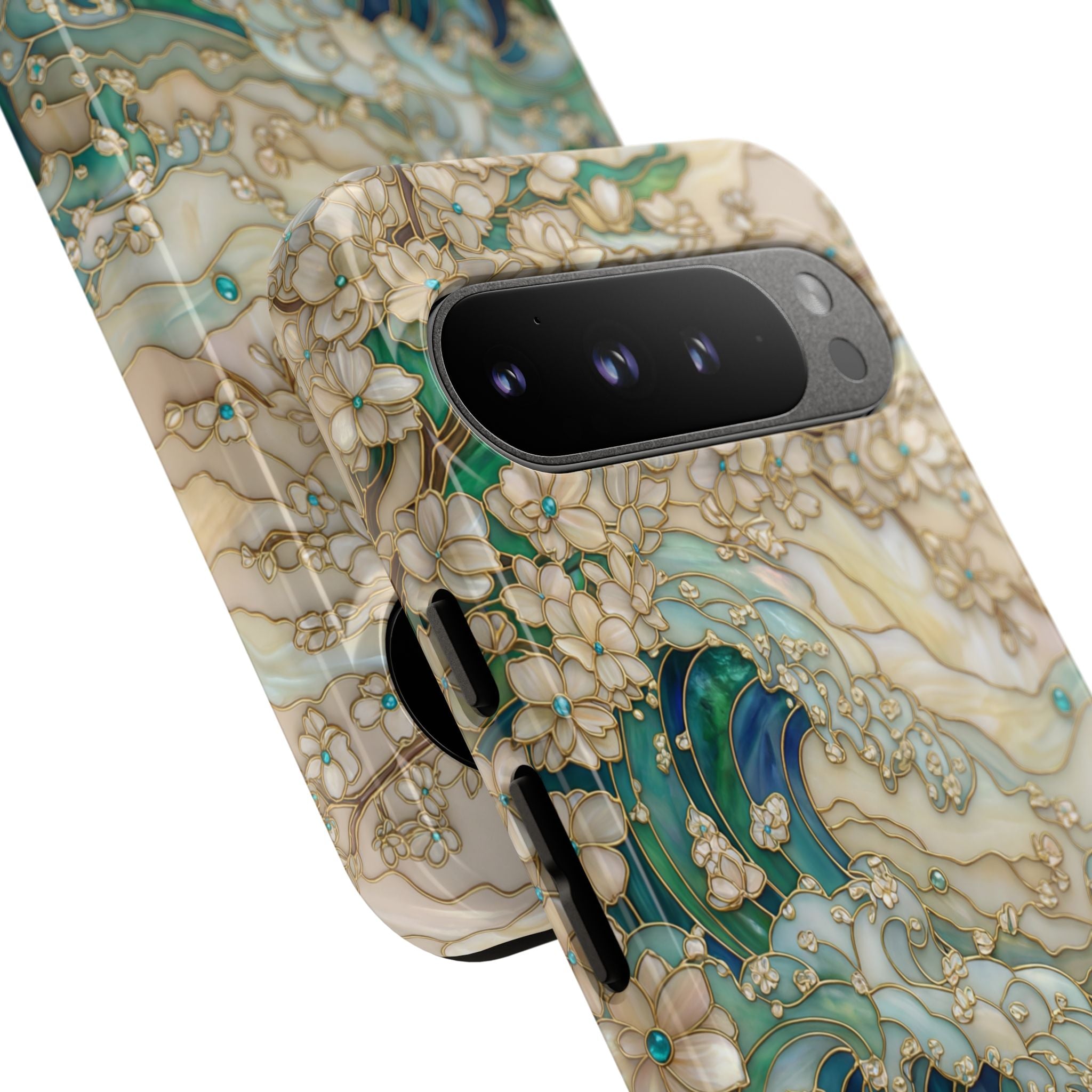 Elegant Ocean Wave Floral Art Google Pixel Case
