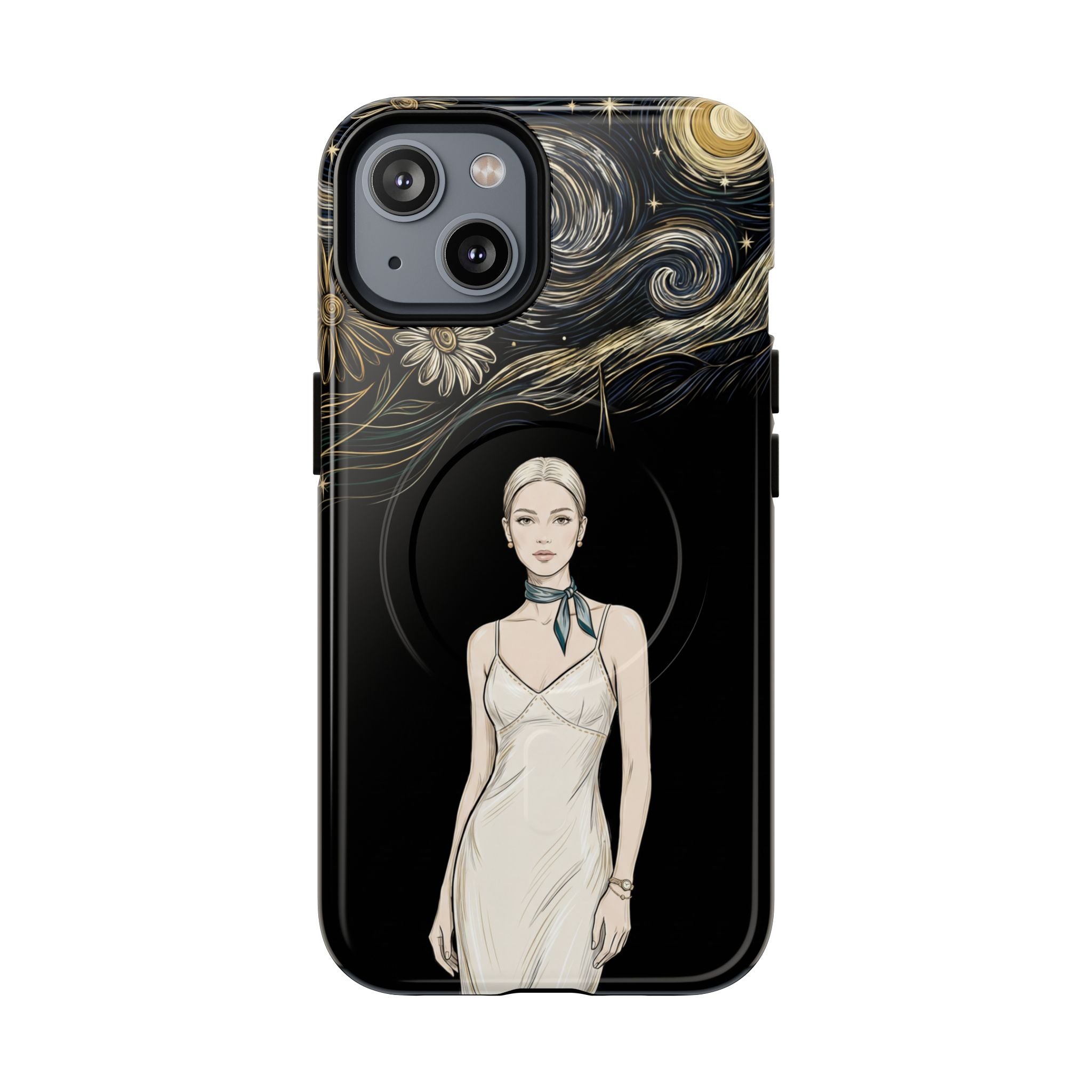 Starry Night Fashion MagSafe iPhone Case | Elegant Woman Illustration