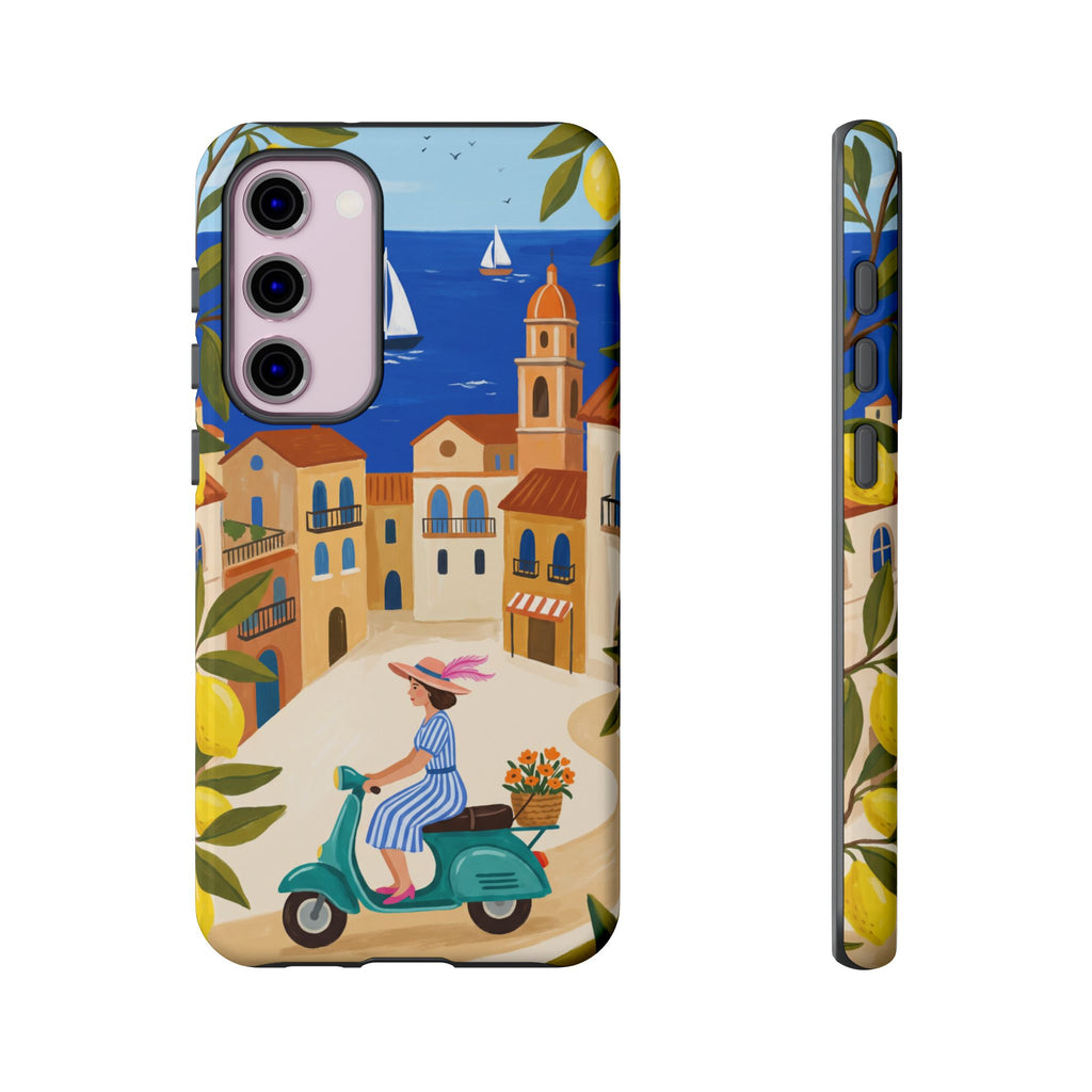 Mediterranean Scooter Samsung Galaxy Phone Case | Coastal Lemon Grove Design