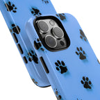 Blue Paw Print Tough iPhone Case — Protective Dog & Cat Lover Cover