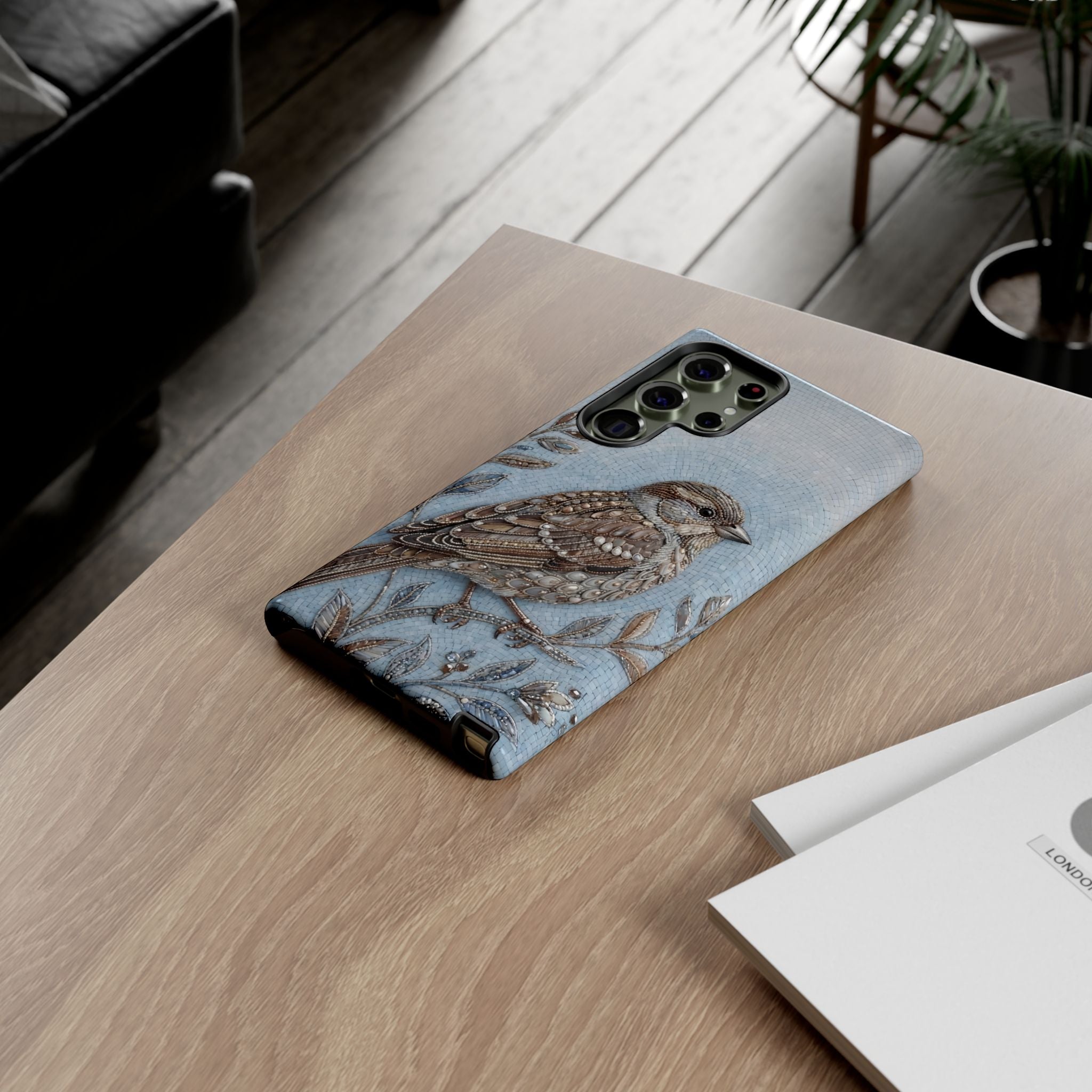 Bird Illustration Samsung Galaxy Phone Case — Sparrow Art Tough Phone Cover