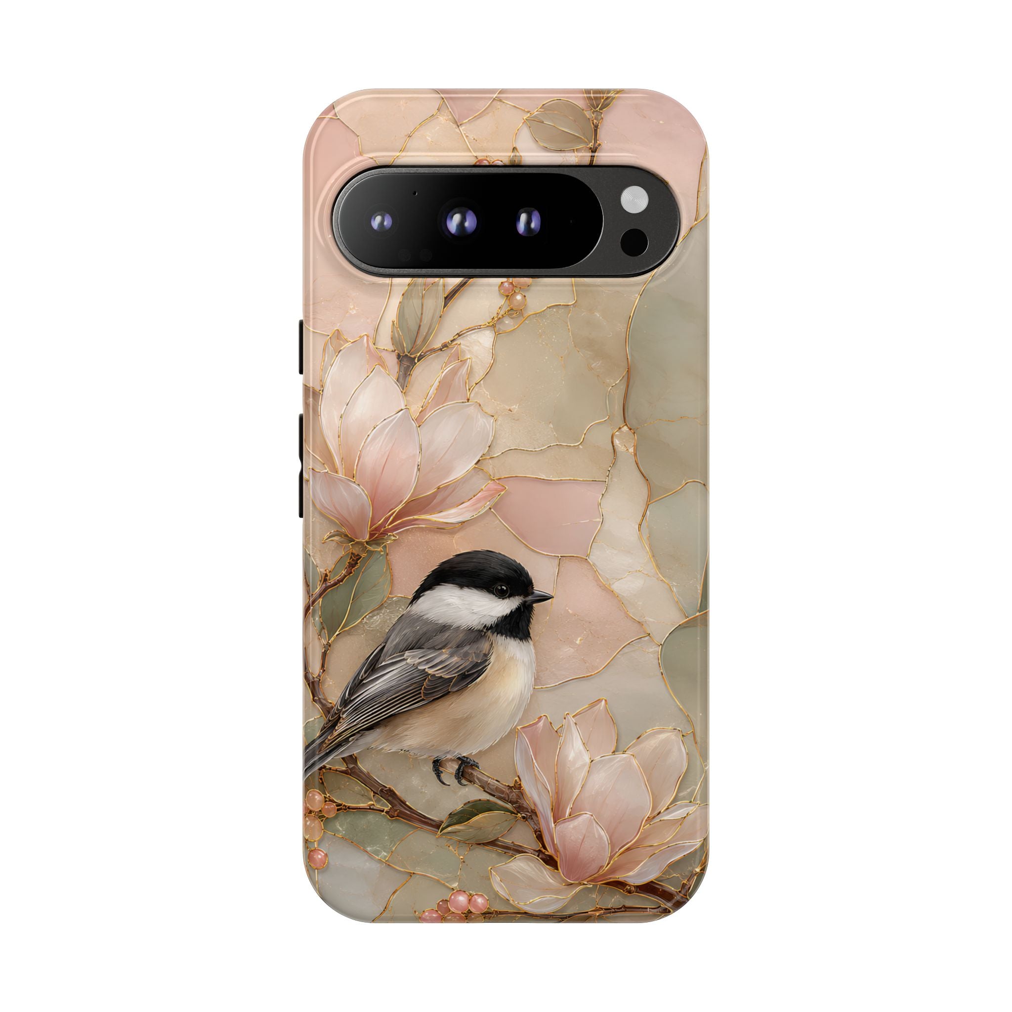 Chickadee Google Pixel Phone Case | Magnolia Flower Phone Case