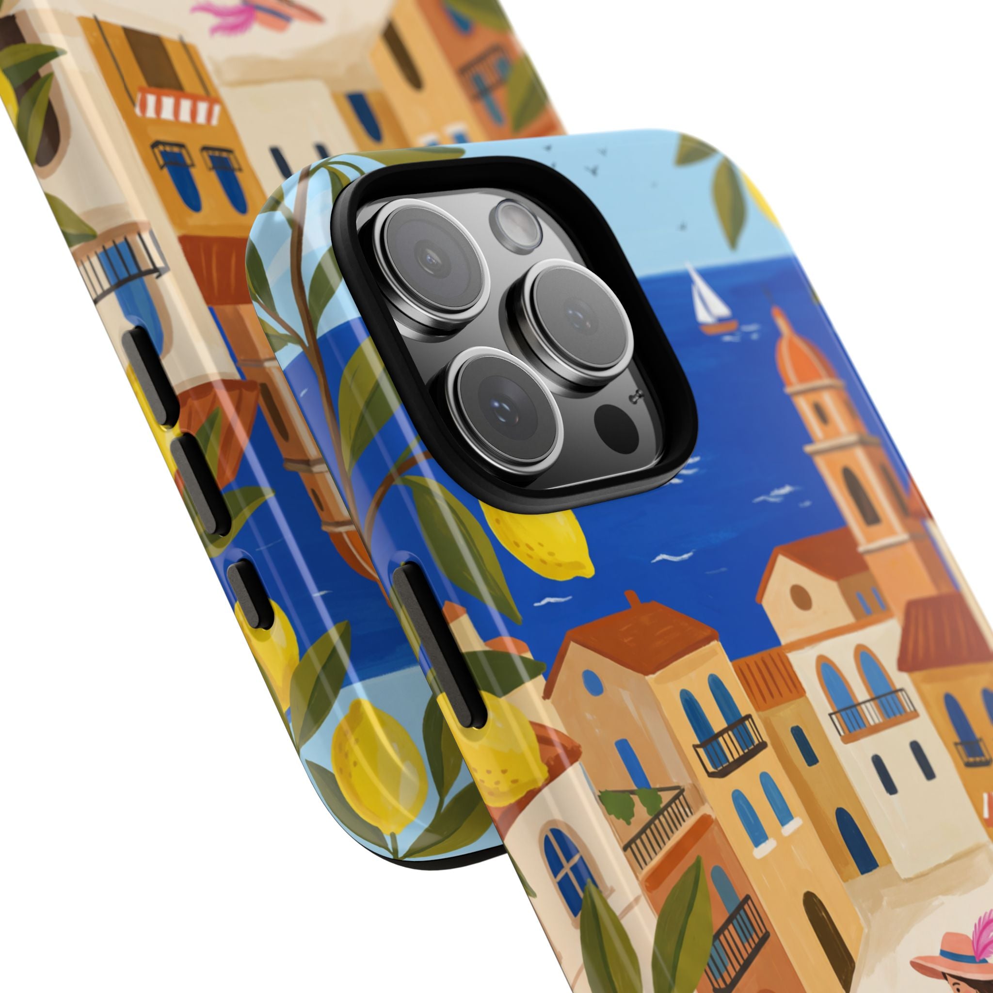 Mediterranean Scooter iPhone Case | Coastal Lemon Grove Design