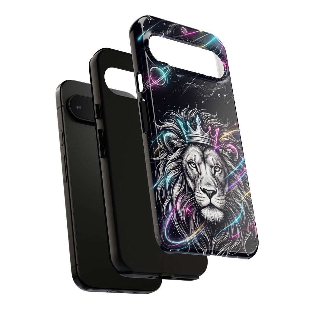 Galaxy Lion Google Pixel Phone Case | Neon Crowned Lion Protective Case