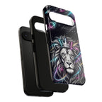 Galaxy Lion Google Pixel Phone Case | Neon Crowned Lion Protective Case