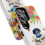 Dog News Floral Samsung Galaxy Phone Case | Cute Dog on Toilet Pattern, Spring Floral