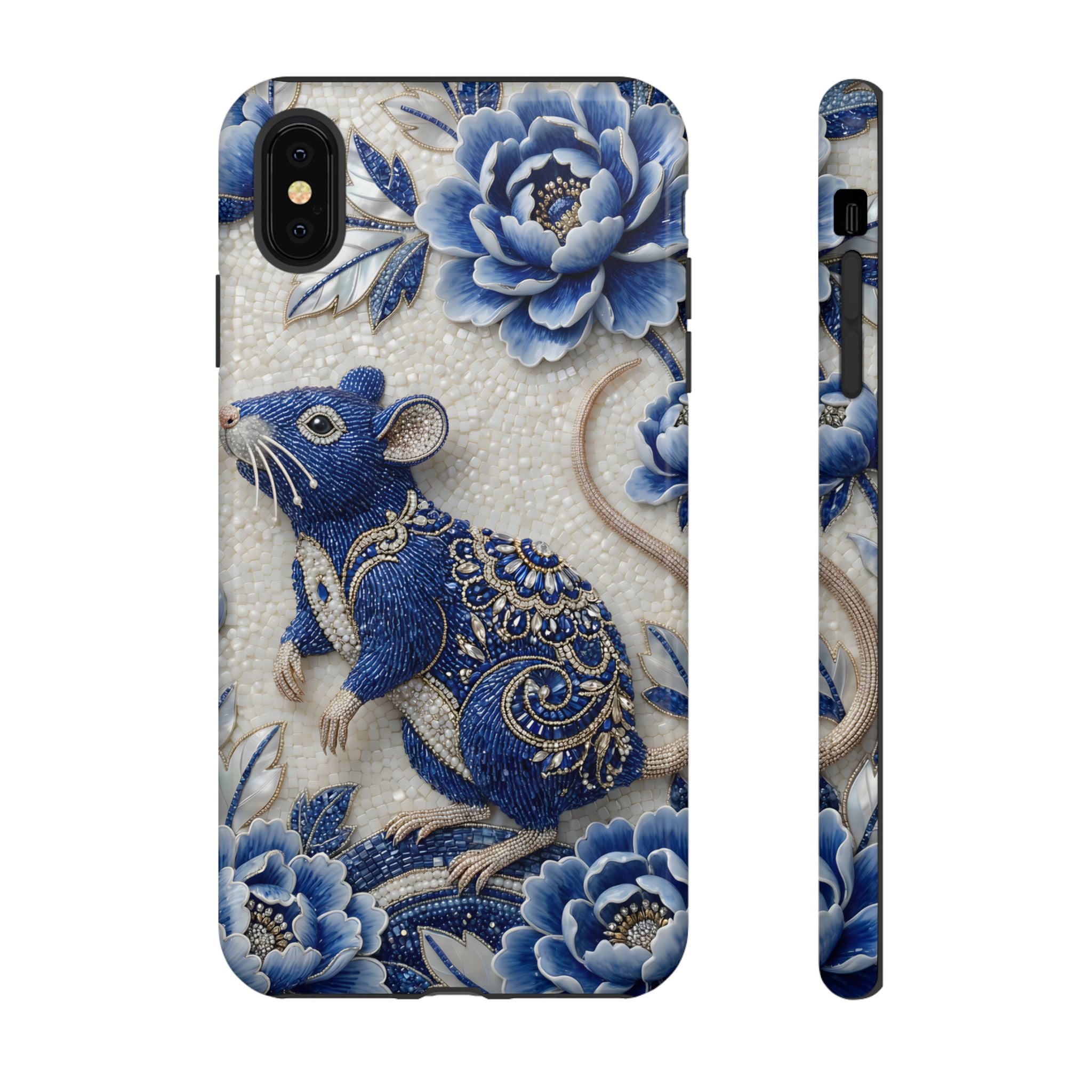 Asian Zodiac Rat iPhone Case | Blue & White Porcelain Art Slim Protective iPhone Case | Year of the Rat Gift