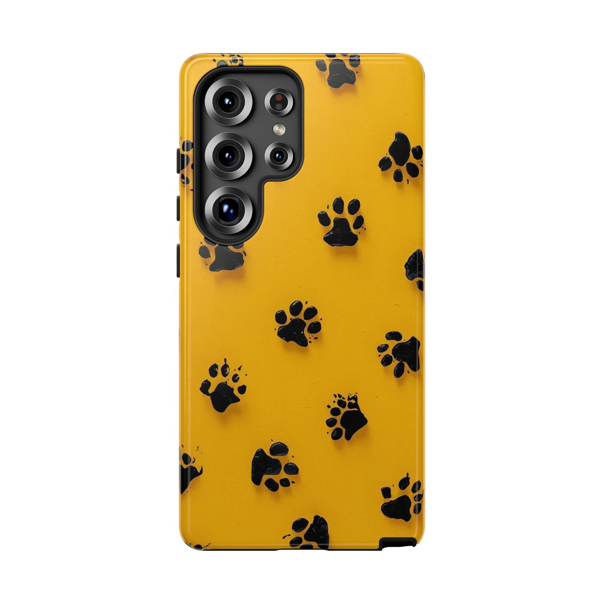 Yellow Paw Print Tough Samsung Galaxy Case — Protective Dog & Cat Lover Cover