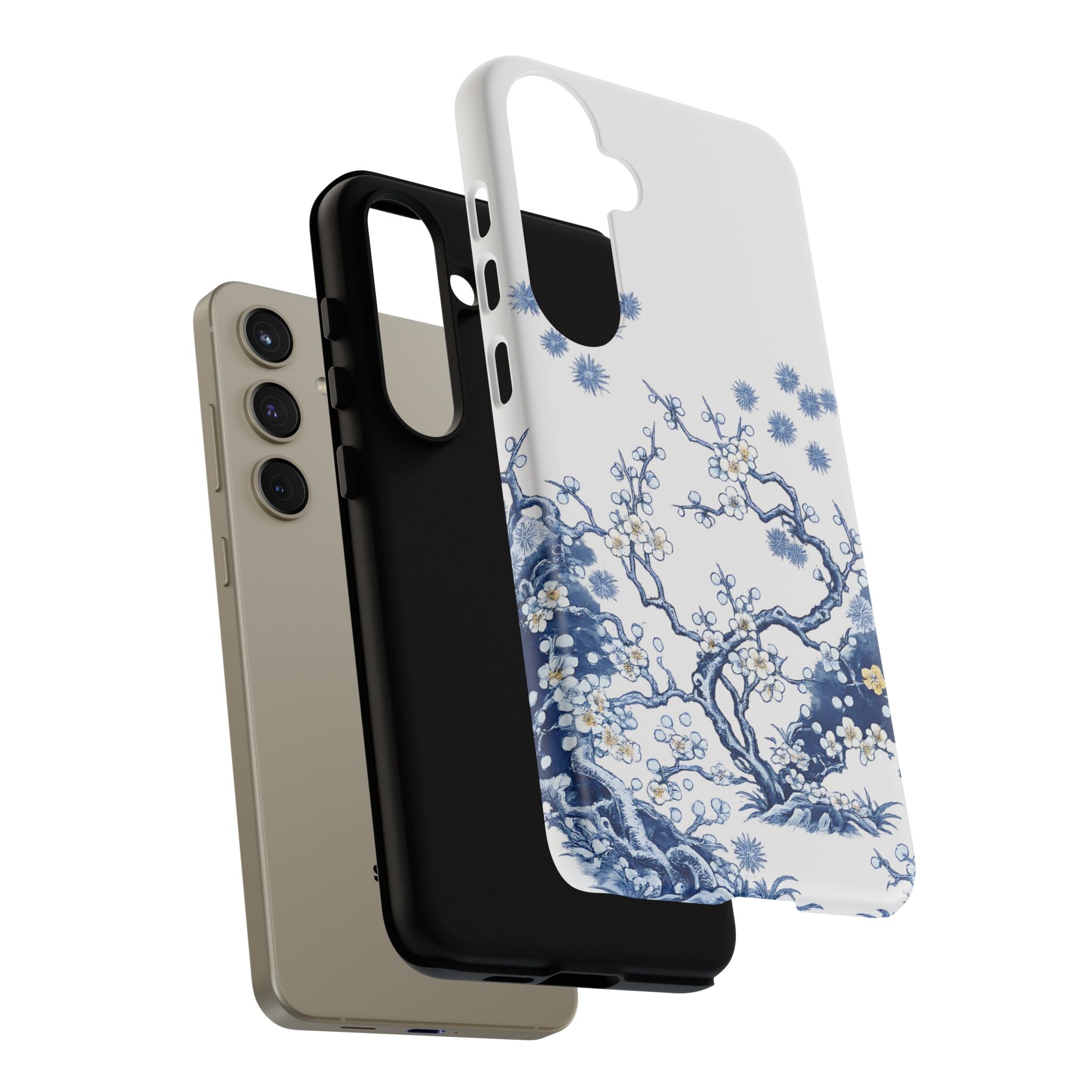 Vintage Blue White Porcelain Samsung Galaxy Phone Case | Chinoiserie Floral Tough Cover