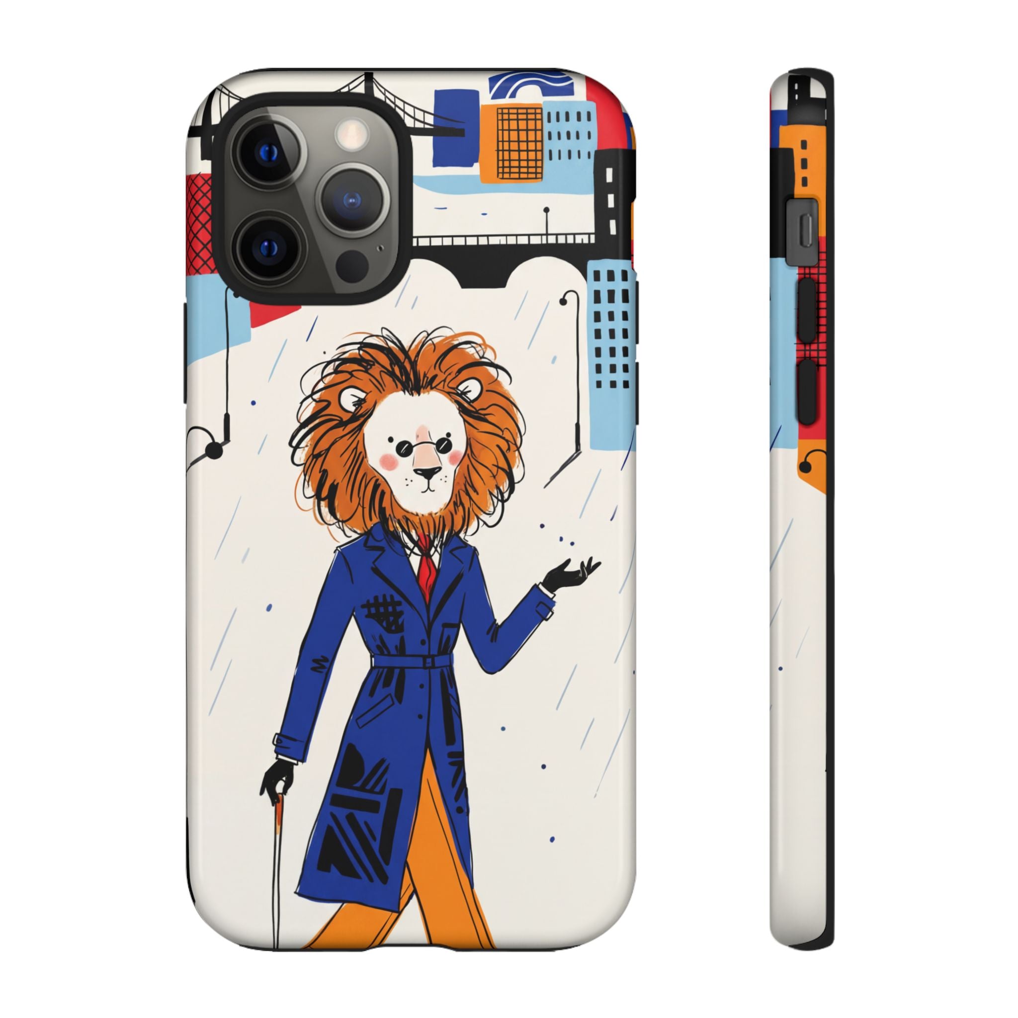 Lion Gentleman iPhone Case | Dapper Lion in City Rain