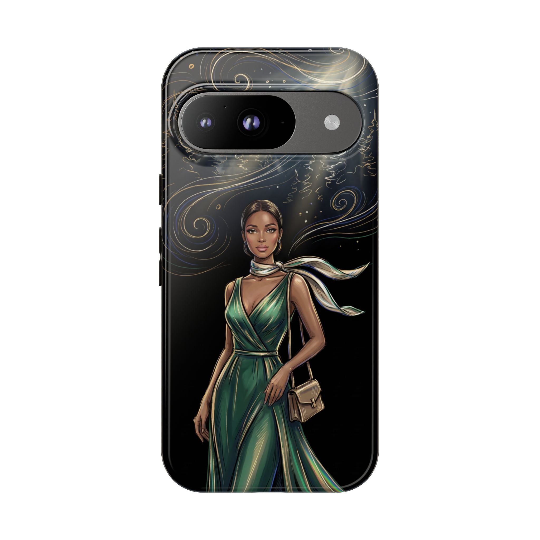 Elegant Woman in Green Dress Art Protective Tough Google Pixel Phone Case