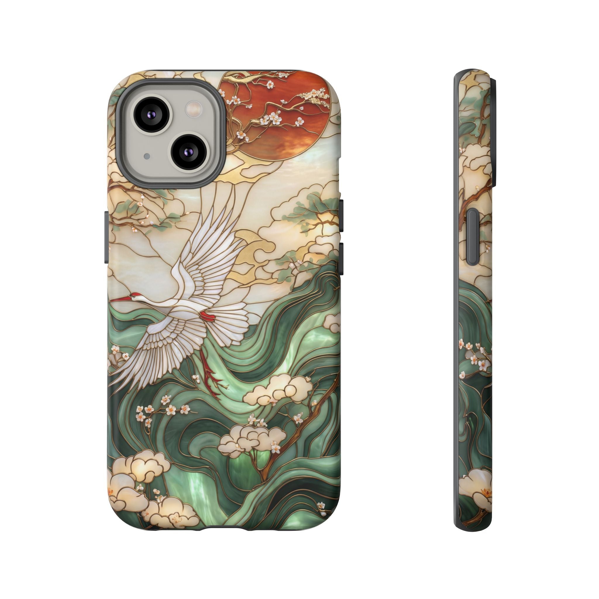 Cranes & Waves Protective iPhone Case | Japanese-Inspired Art Phone Cover
