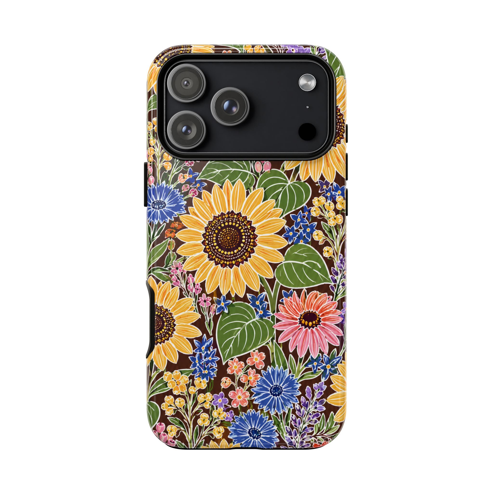 Sunflower & Wildflower Pattern Tough iPhone Case
