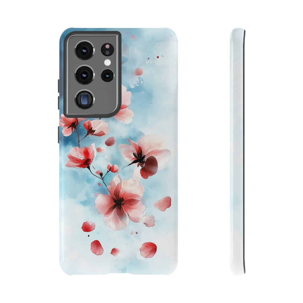 Floral Cherry Blossom Samsung Galaxy Case | Pastel Pink Blue