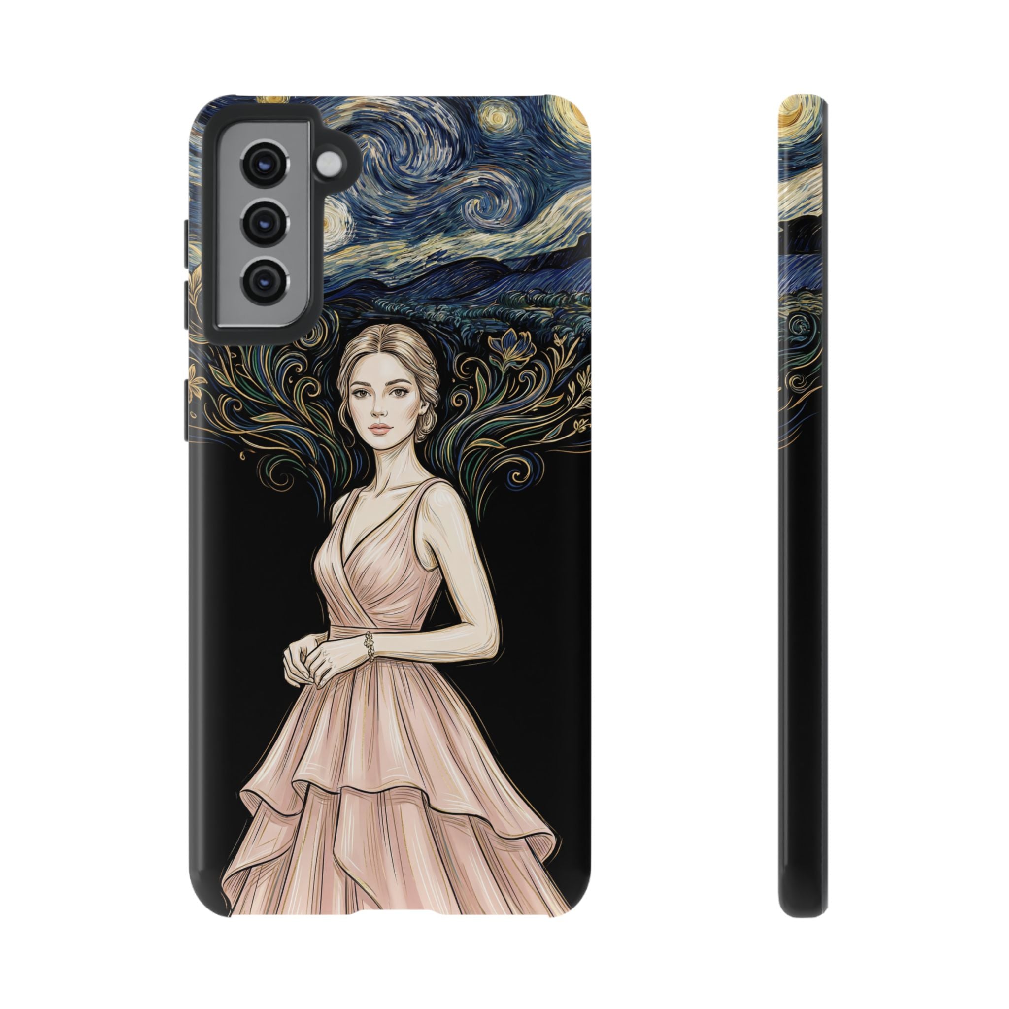 Art Nouveau Starry Night Samsung Galaxy Phone Case | Elegant Woman Illustration Tough Case