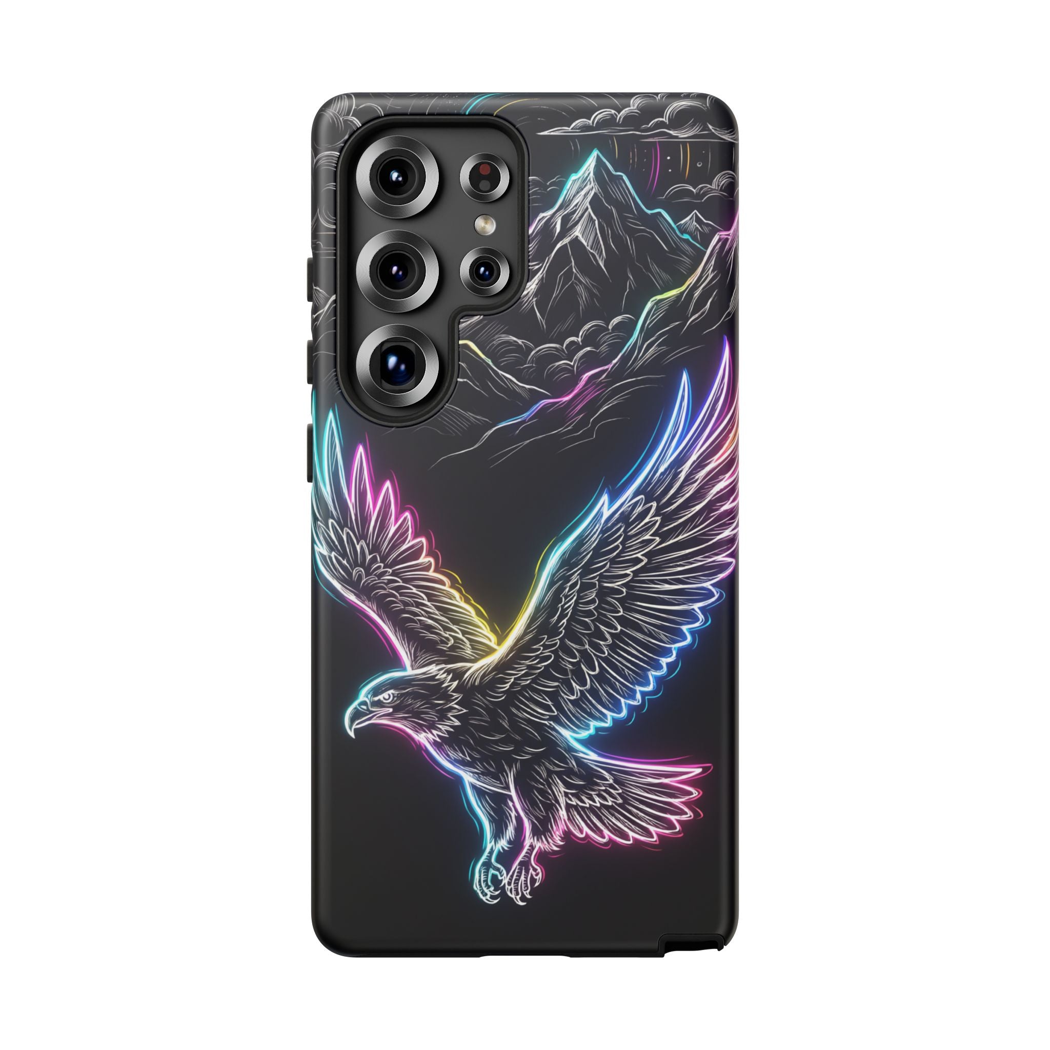 Neon Eagle Samsung Galaxy Phone Case with Mountain Design