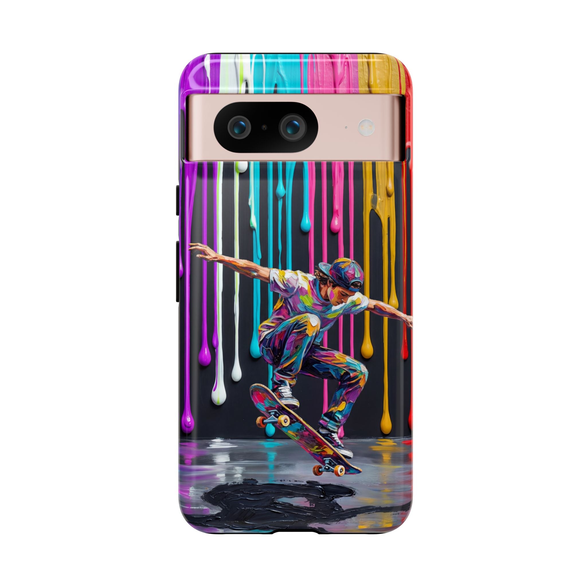 Colourful Drip Art Skateboarder Splash Google Pixel Phone Case