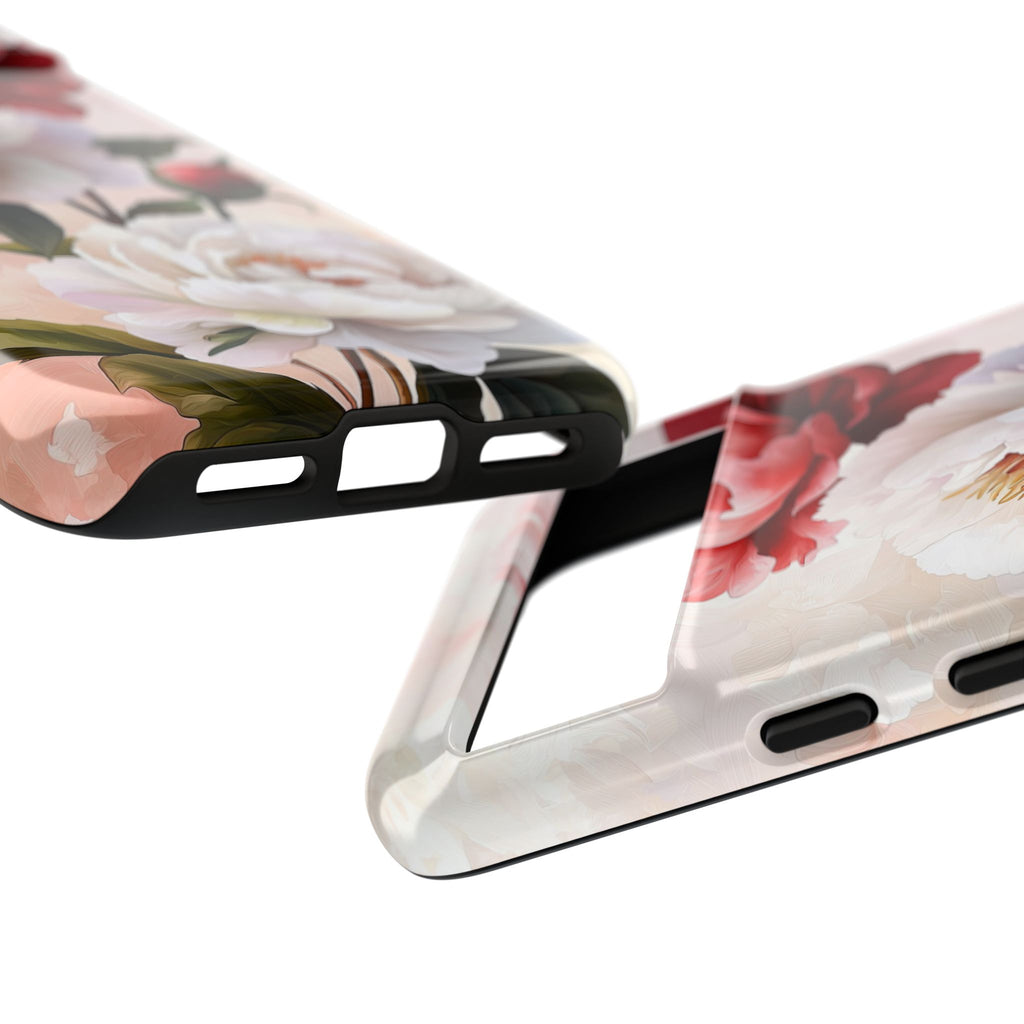 Custodia per Google Pixel con motivo floreale Peonie | Fiore vintage rosa e bianco