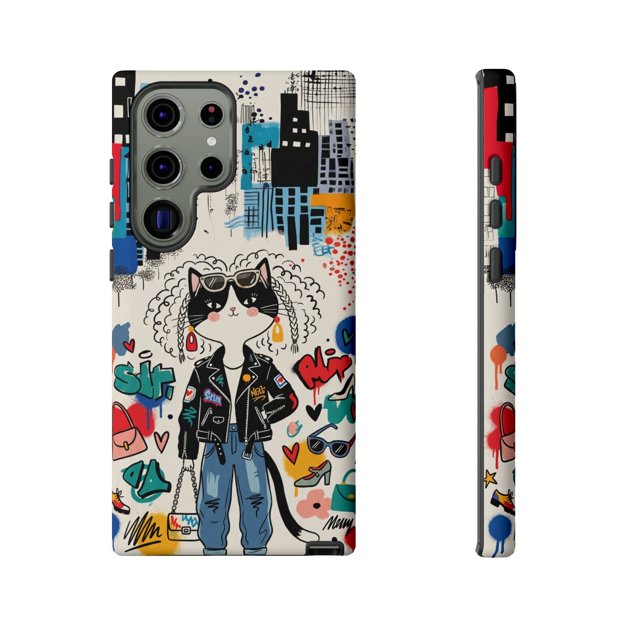 Punk City Cat Graffiti Design Samsung Galaxy Phone Case