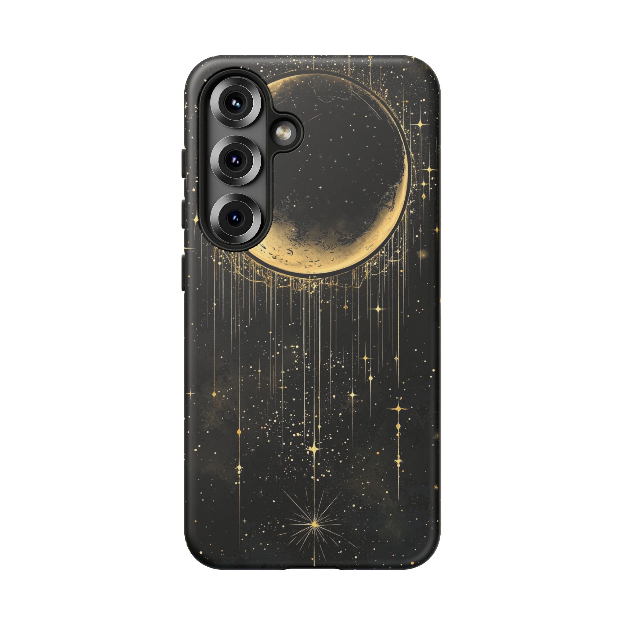 Moonlit Crescent Tough Samsung Galaxy Case | Gold Stars Night Sky
