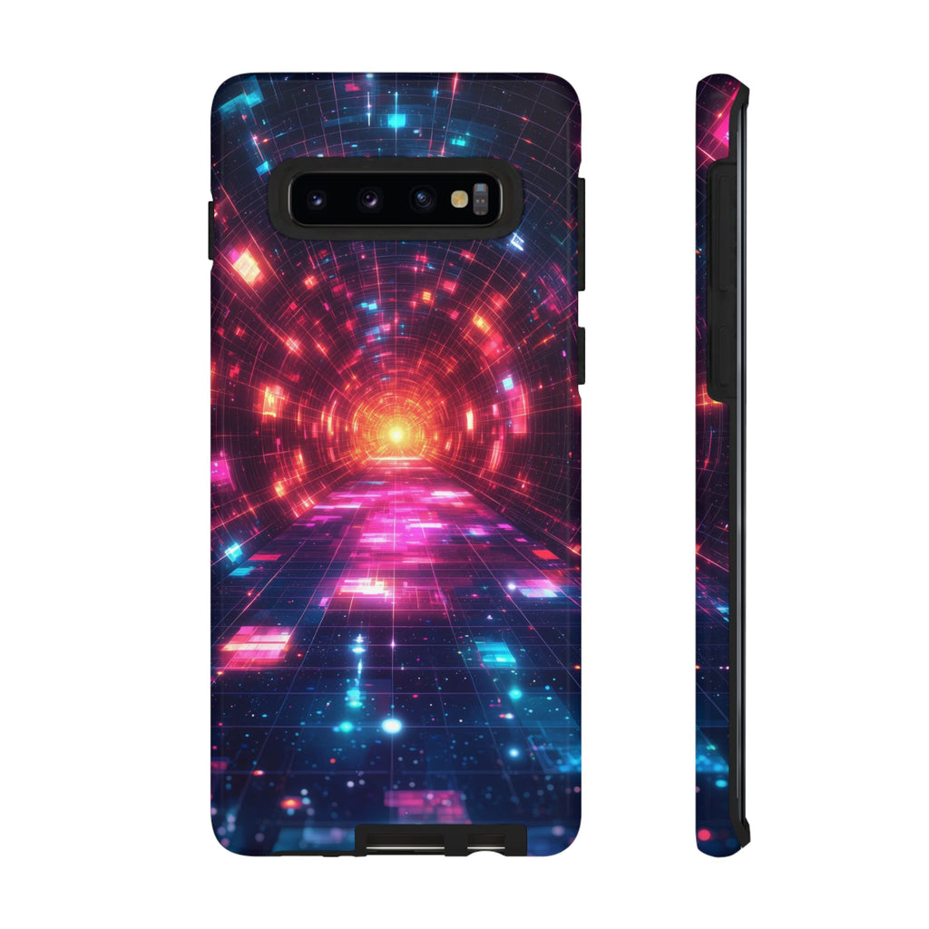Neon Tunnel Tough Samsung Galaxy Case — Retro Futuristic Galaxy Design