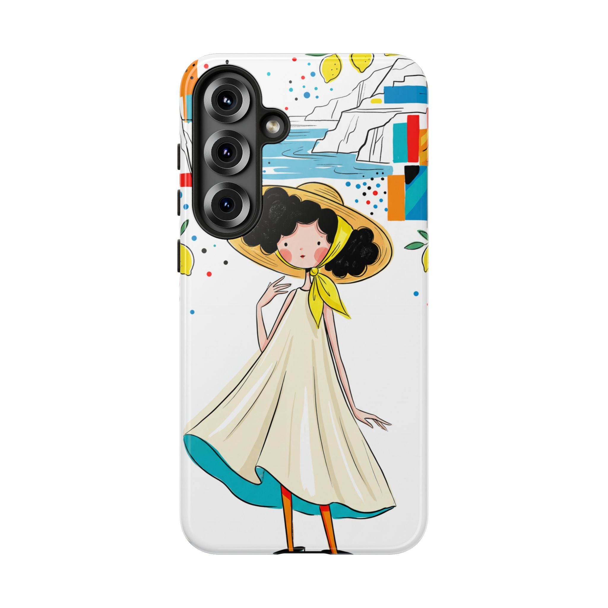 Cute Summer Girl Samsung Galaxy Phone Case | Whimsical Coastal Illustration Protective Case
