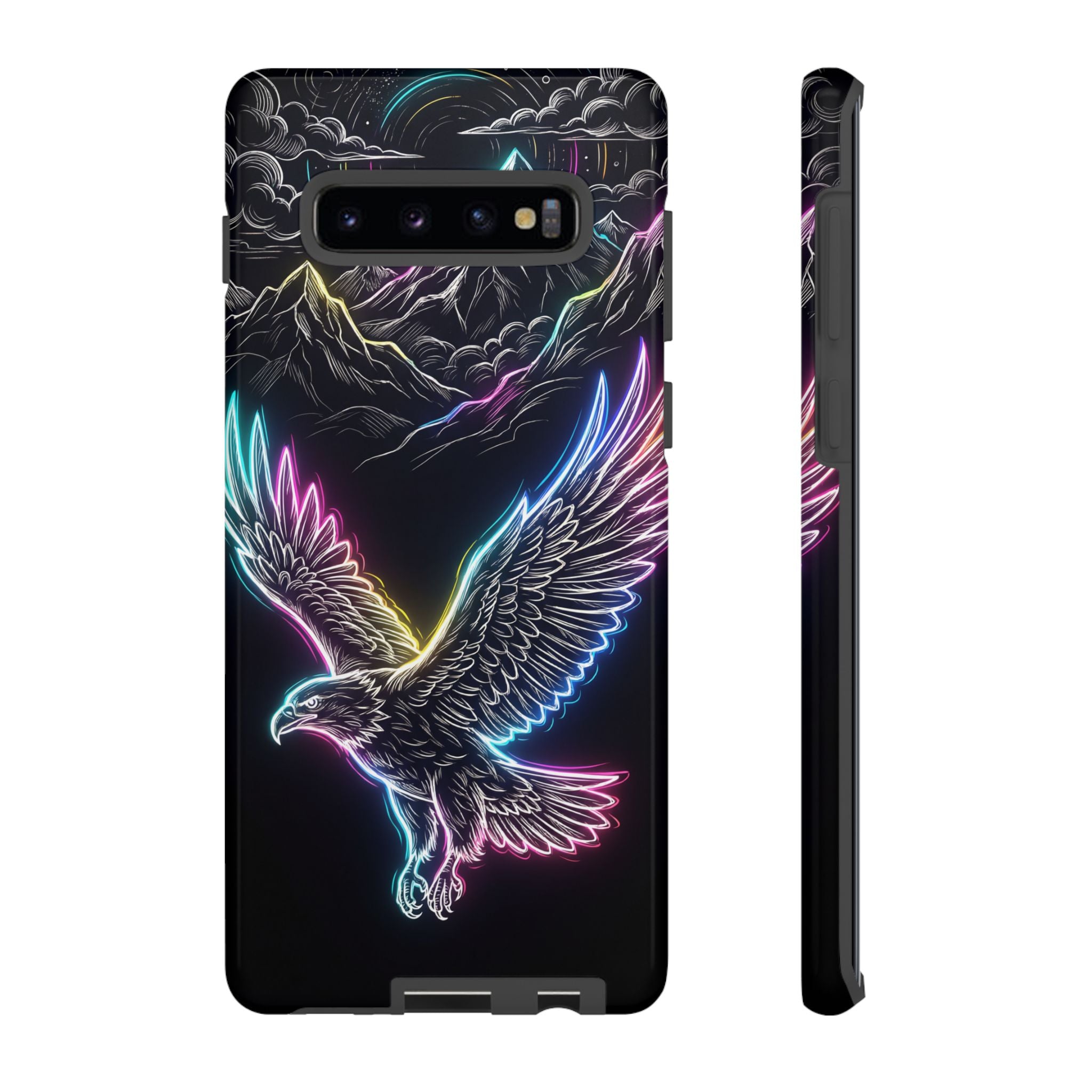 Neon Eagle Samsung Galaxy Phone Case with Mountain Design