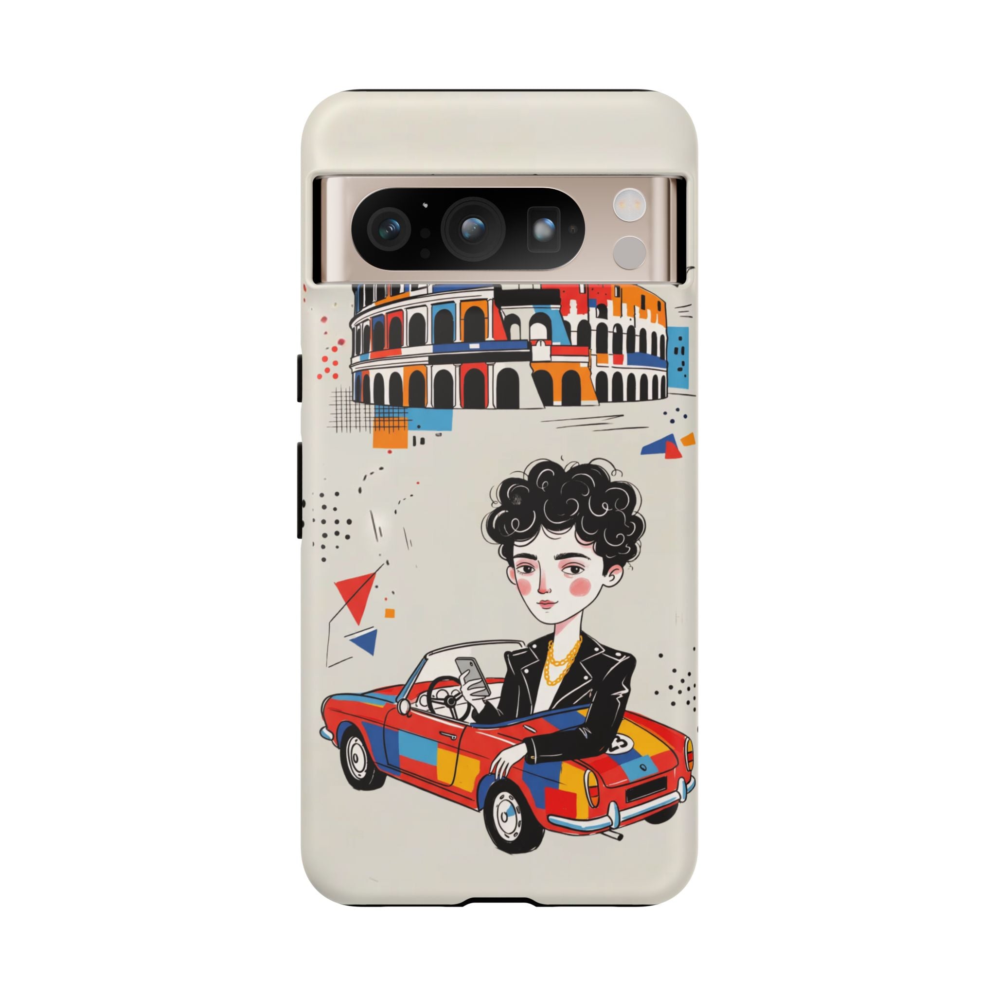 Retro Mille Miglia Car Illustration with Driver Google Pixel Phone Case
