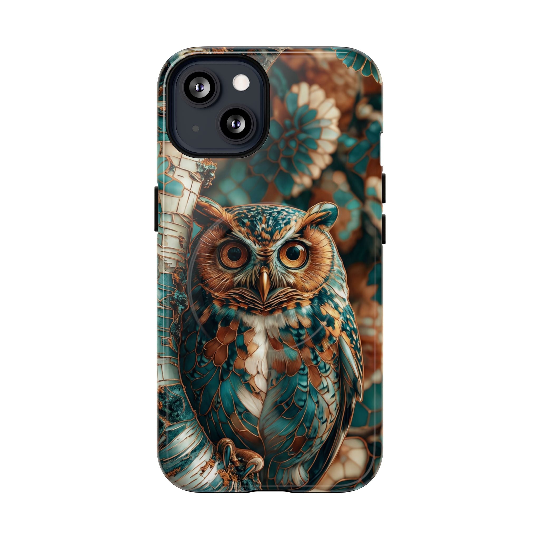 Custodia MagSafe resistente per iPhone con motivo a mosaico gufo