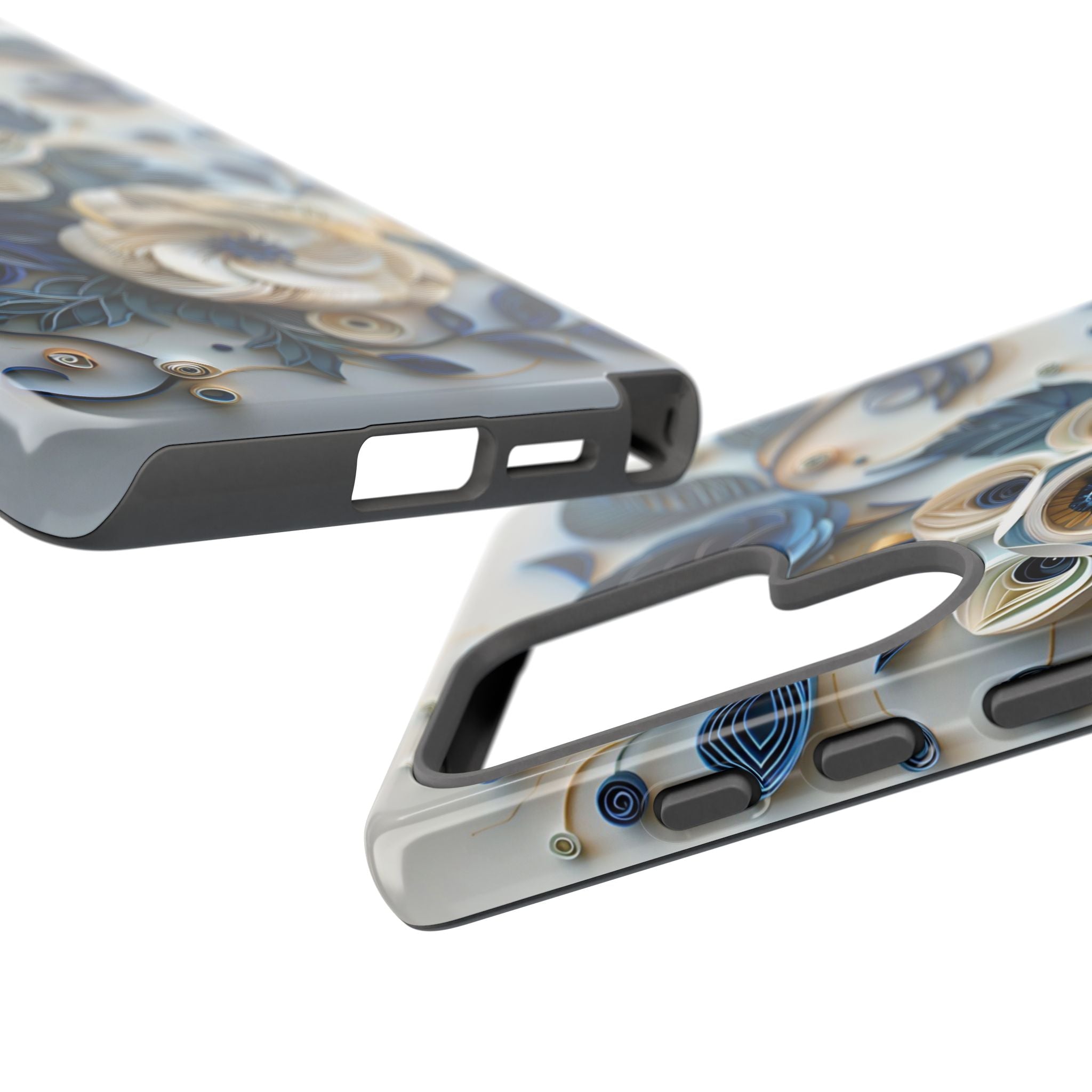 Floral Quilled Art Samsung Galaxy Case — Blue & Cream Decorative Protection