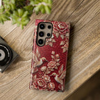 Cover Rigida Colibrì Floreale | Custodia Vintage Rossa per Samsung Galaxy